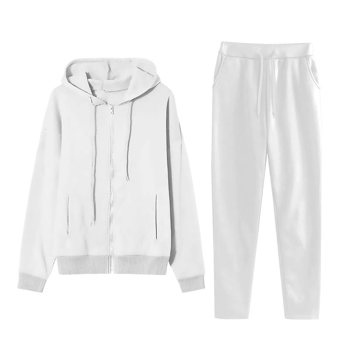 Conjunto de chándal para mujer, conjunto deportivo de dos piezas con cremallera, chándal con capucha, sudadera y pantalones de chándal