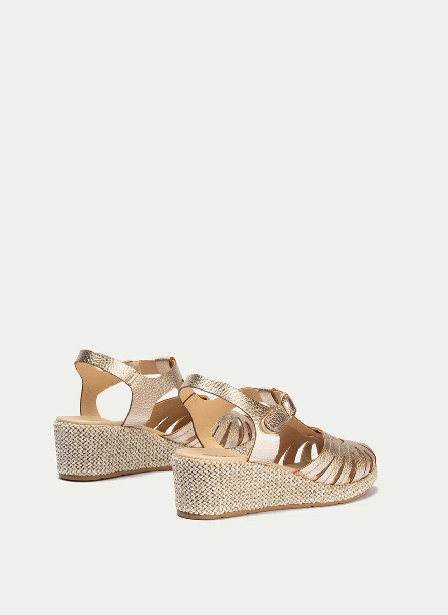 PITILLOS - Sandalias de pala,piel,cuña,plataforma imitación a esparto,alpargata,suela de goma,romana para: Mujer