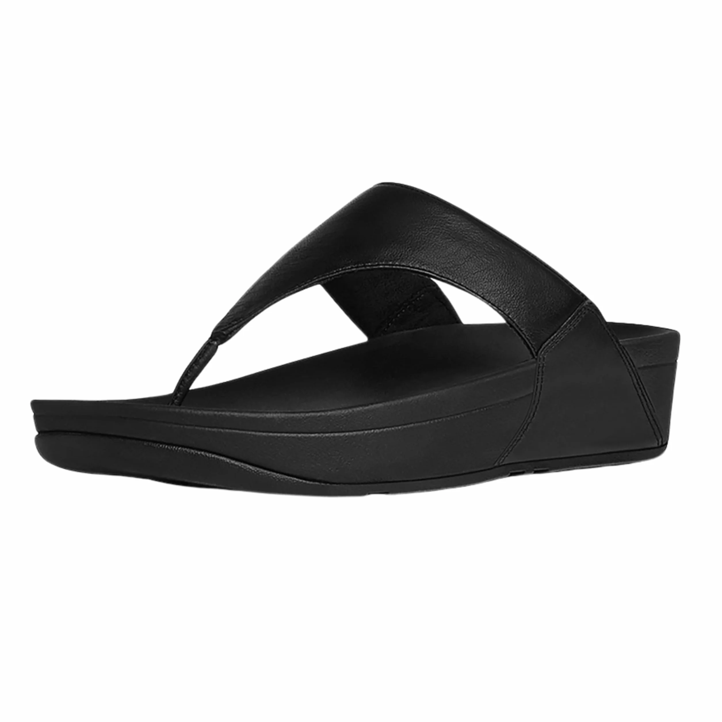 Fitflop Lulu Leather Toepost, Sandalias con Plataforma Mujer, Negro, 36 EU
