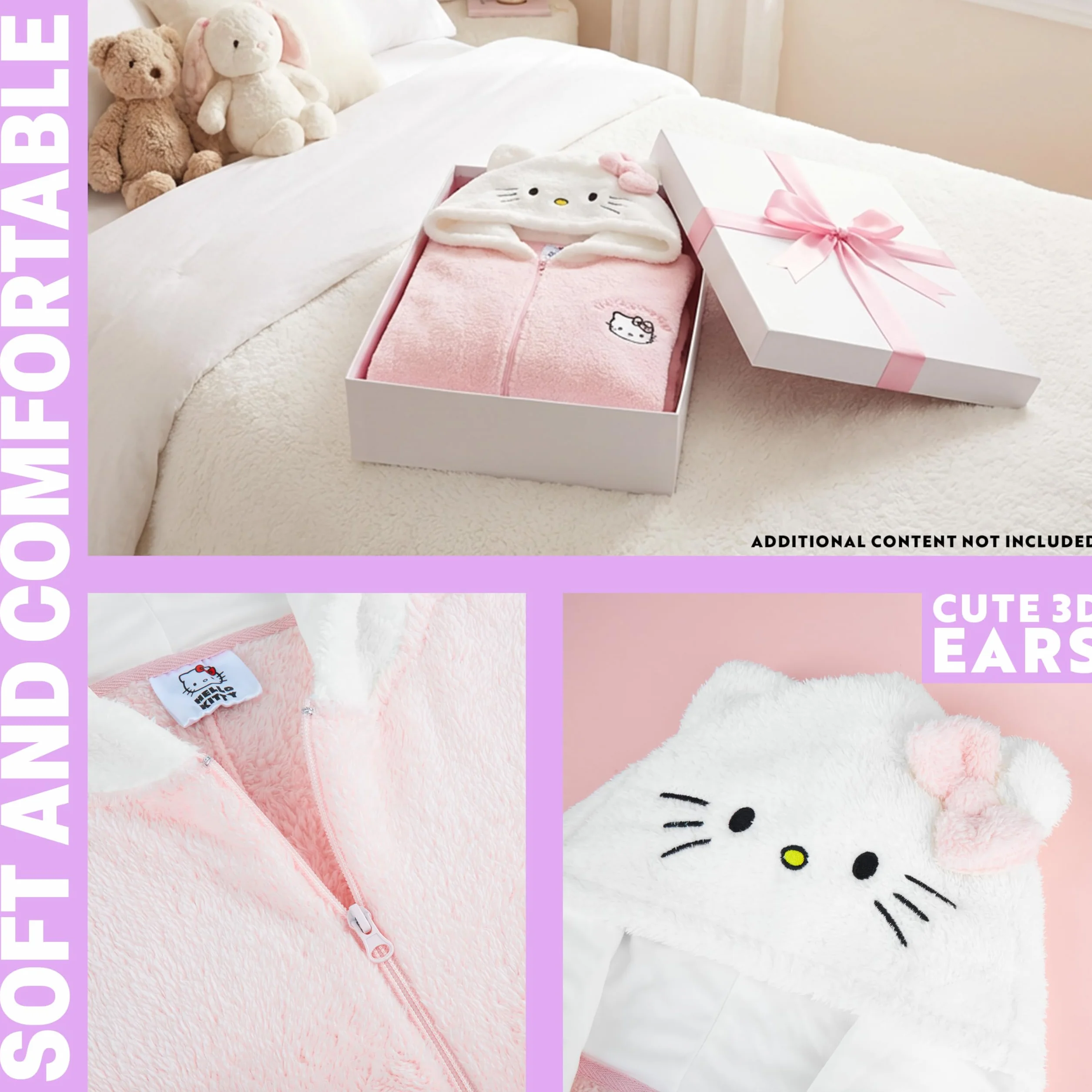 Hello Kitty Sanrio Pijama Entero Niña y Adolescente con Capucha, Pijama Una Pieza, Polar Ropa de Dormir, Regalos de Anime