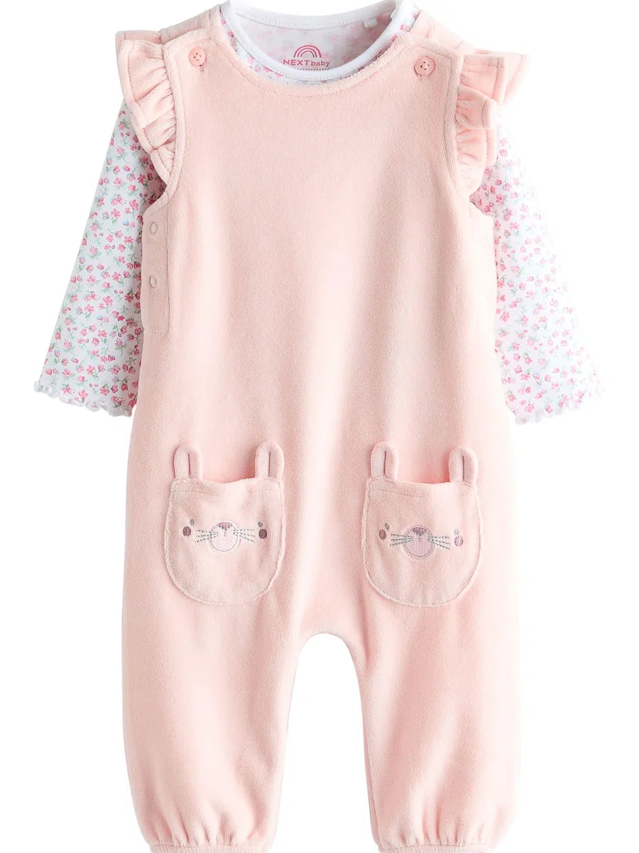 NEXT Bebés niña Conjunto de Peto y Bodi de Manga Larga para bebé