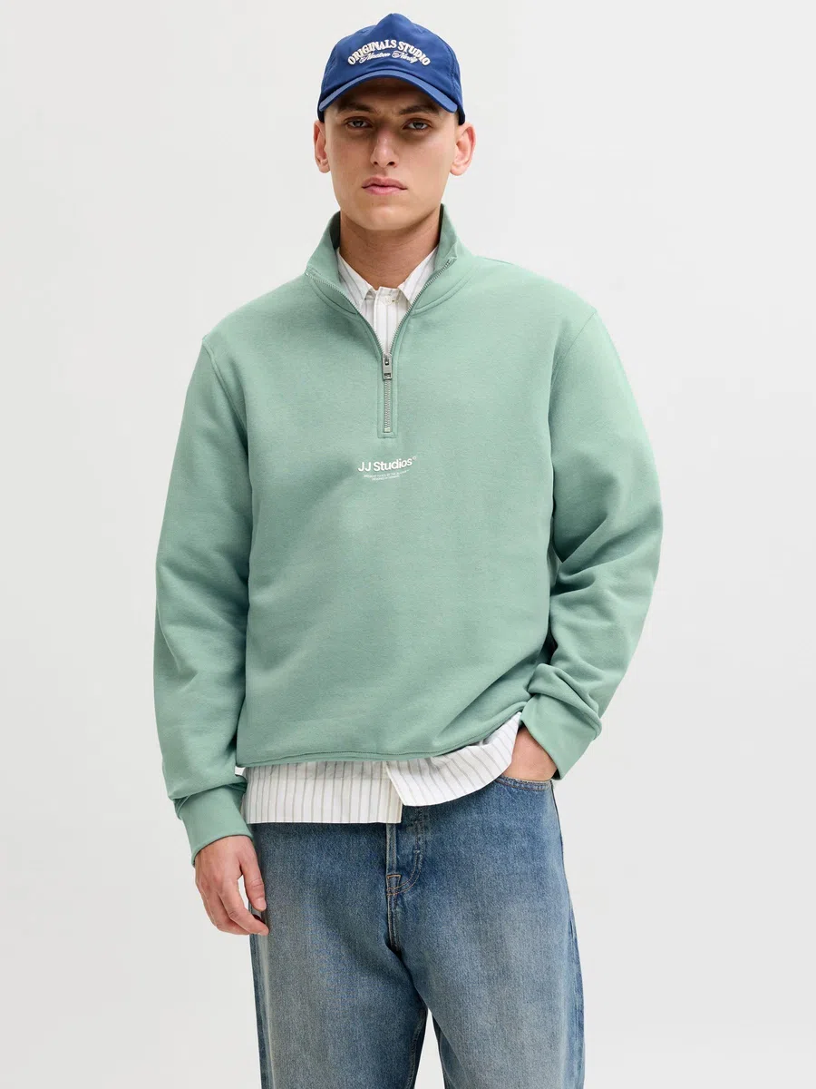 JACK & JONES JJESOHO Sweat Quarter Zip HN Noos Hombre Sudadera Verde