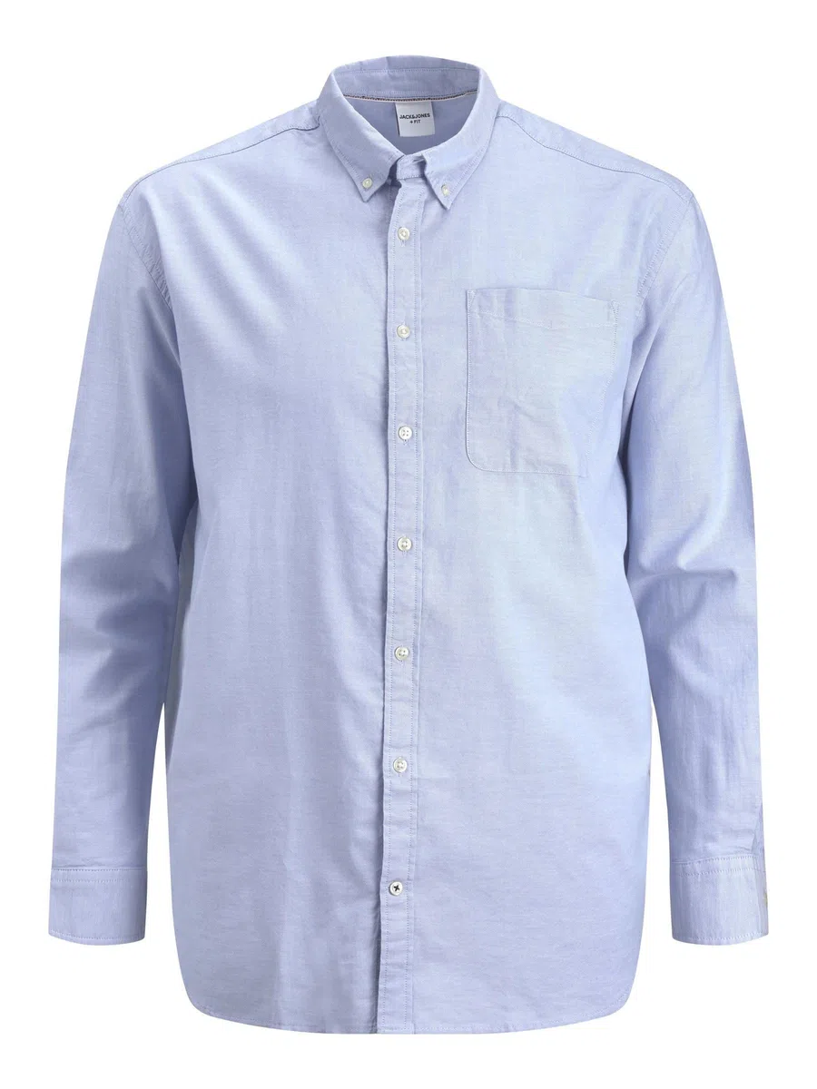 JACK & JONES Camisa de Hombre Talla Grande Color Liso básica Manga Larga Business JJEOXFORD