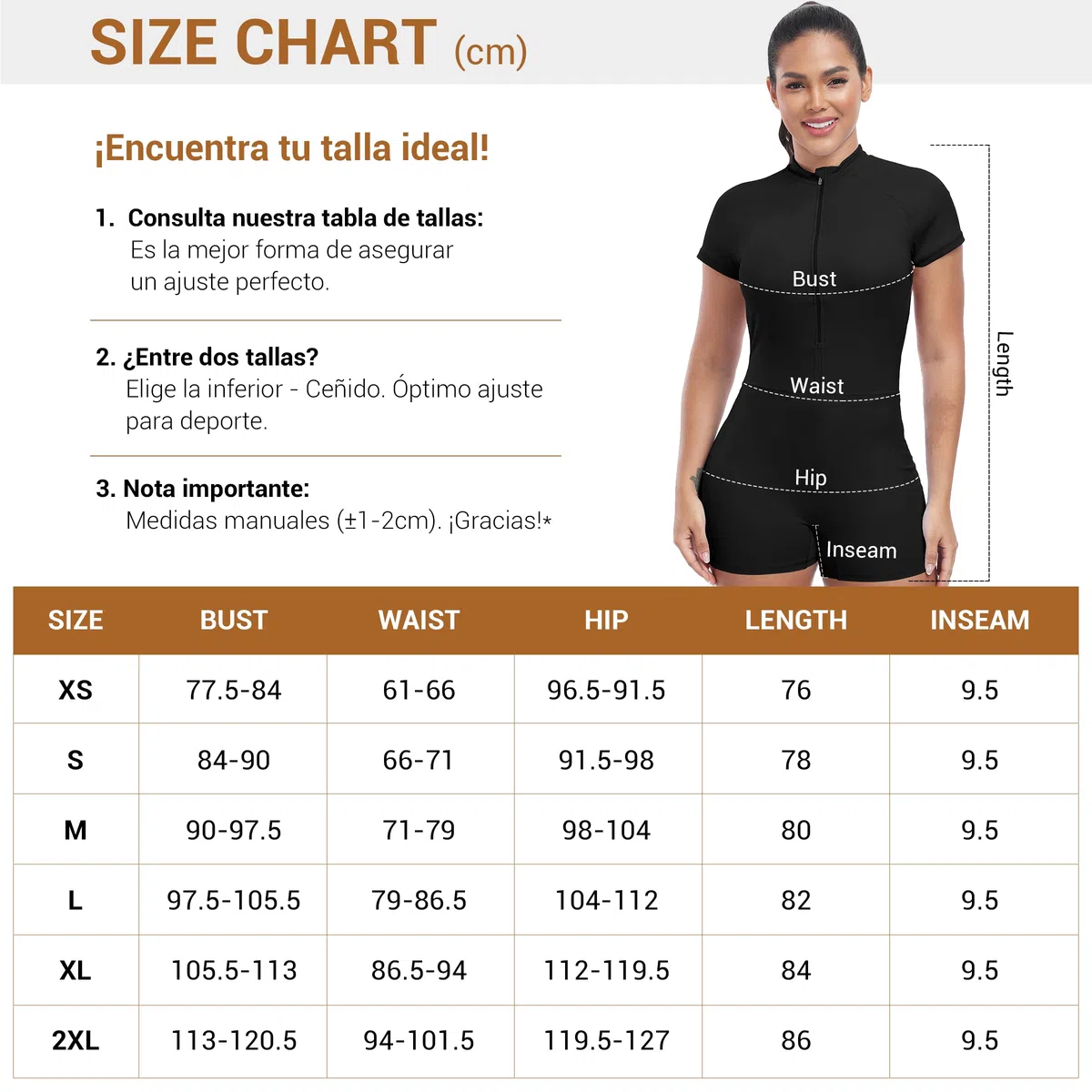 STARBILD Mujer Mono Corto Deportivo con Cremallera Mangas Cortas, Gym Jumpsuits Short Zipper Push Up, V Back Scrunch Butt Una Pieza para Pilates Yoga Fitness Gimnasio