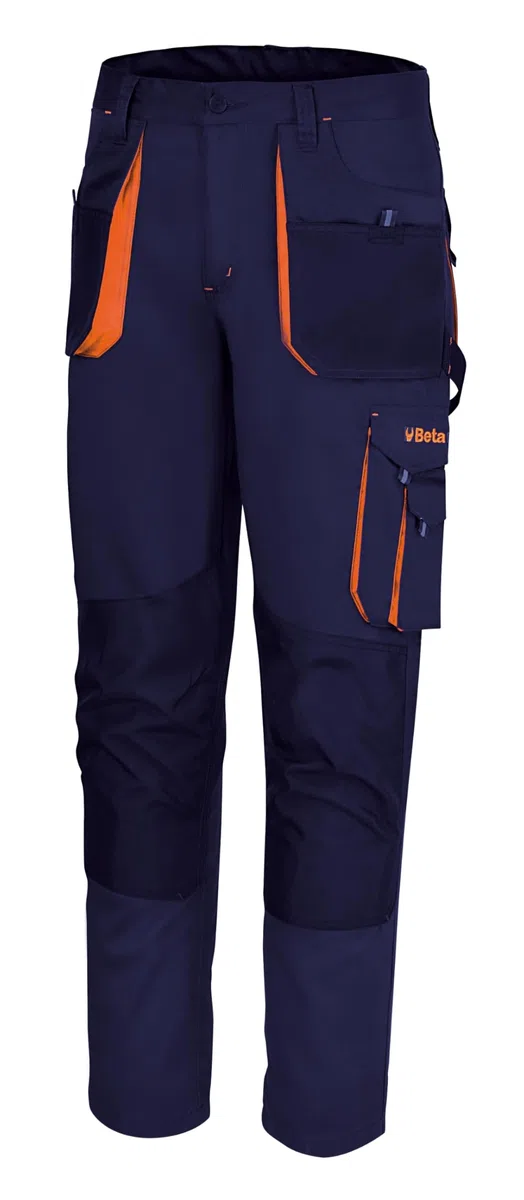 BETA 7860B Talla M - Pantalón de trabajo ligero Beta Easy, en tejido T/C, con bolsillos para piezas pequeñas y cinta para martillos, azul