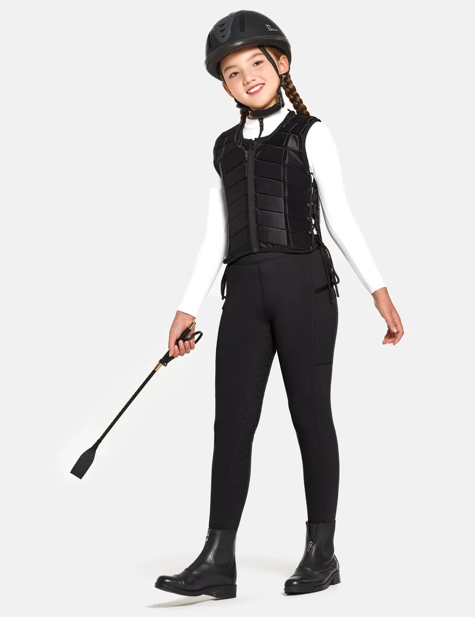 FitsT4 Sports Pantalones de equitación de invierno para niños, de invierno, de silicona, con bolsillo para teléfono móvil y bolsillos