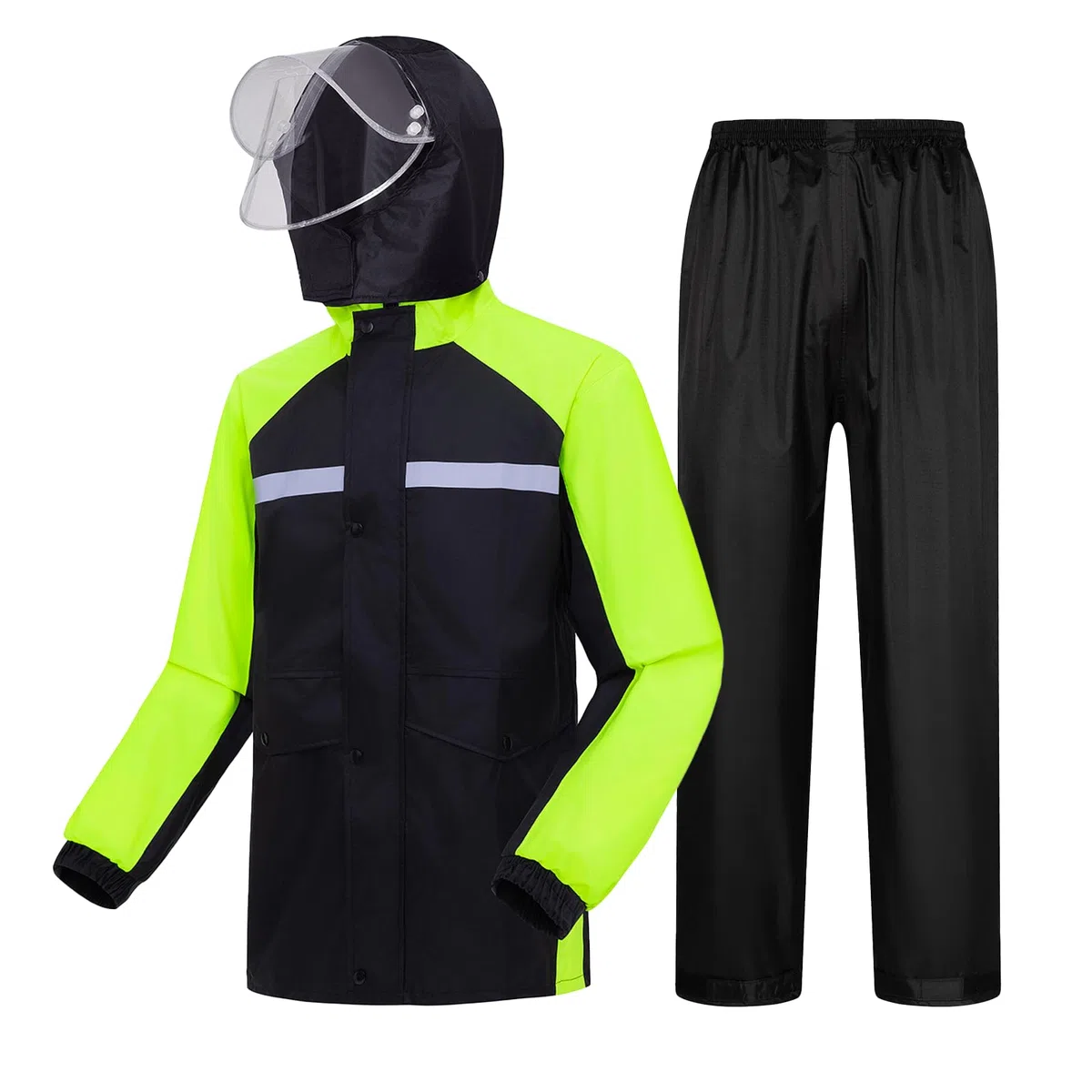 Chaquetas Impermeables para Hombre, Traje de lluvia Ligero con Capucha, Traje Impermeable de Moto, Chaqueta y Pantalones Impermeables para Pesca, Senderismo, Ciclismo