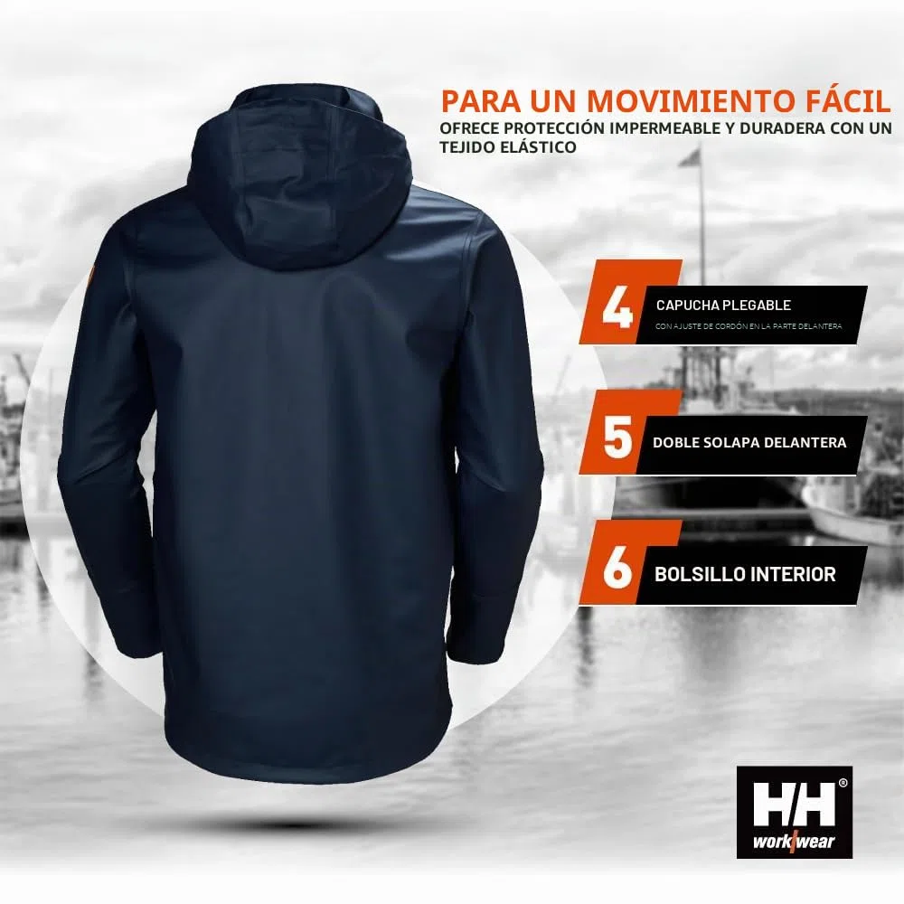 HELLY HANSEN Rain Jacket Chaqueta Impermeable Gale, Unisex, Azul Marino, L-Chest 42.5" (108cm)