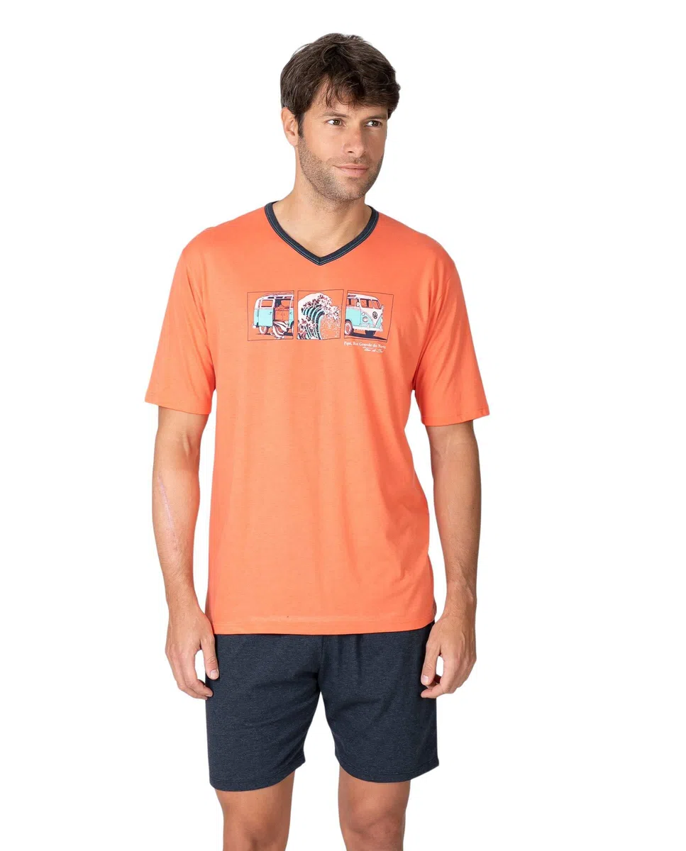 MASSANA Pijama Corto de Hombre, Algodón y Modal, Manga Corta, Transpirable, Verano, 2 Piezas