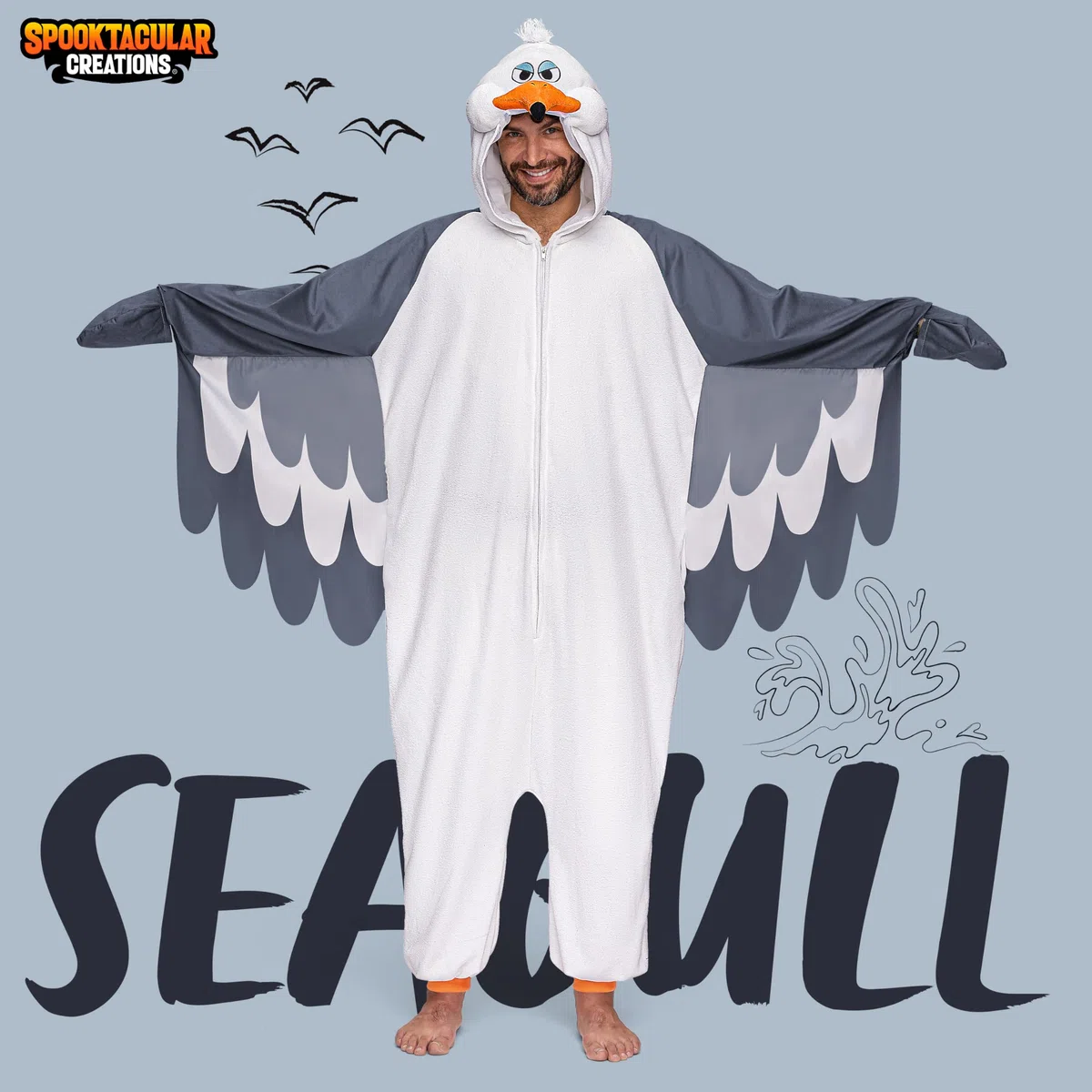 SPOOKTACULAR CREACIONES Mono de pijama con capucha de gaviota de Halloween para adultos