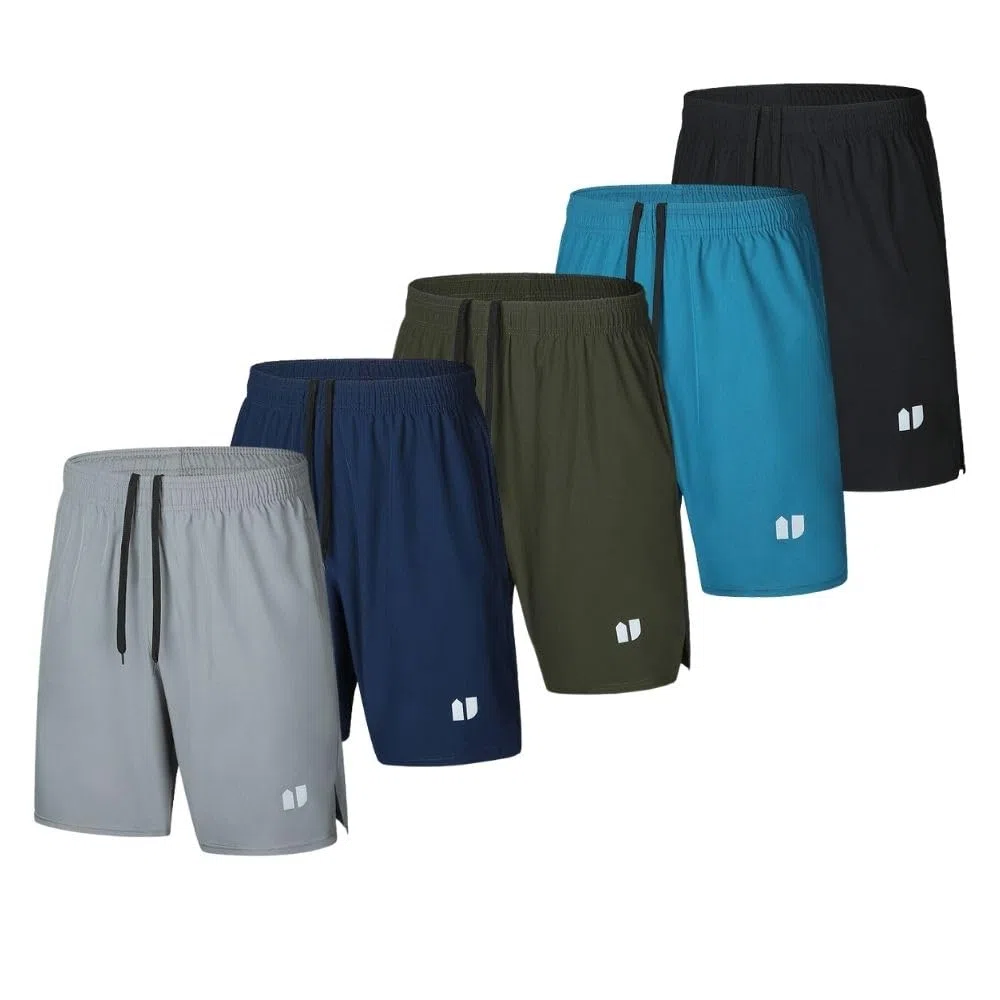 Paquete de 5 pantalones cortos de correr para hombre, de secado rápido, pantalones cortos deportivos con bolsillos y cintura elástica