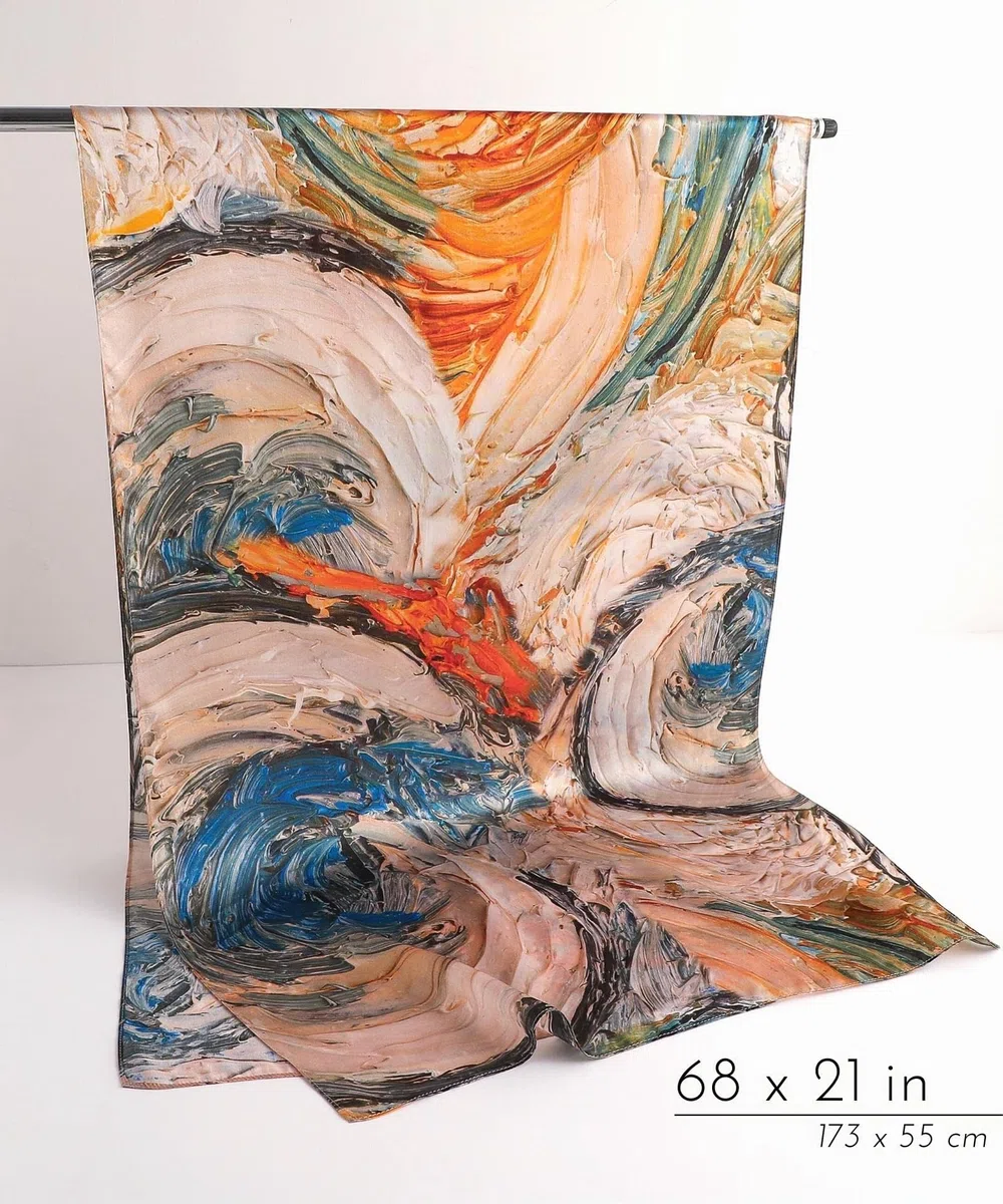 PoeticEHome Pañuelo Largo de Seda 100% Mulberry 170x53cm - Chal Suave y Ligero para Mujer, Ideal para Cuello, Cabello y Cabeza - Caja de Regalo