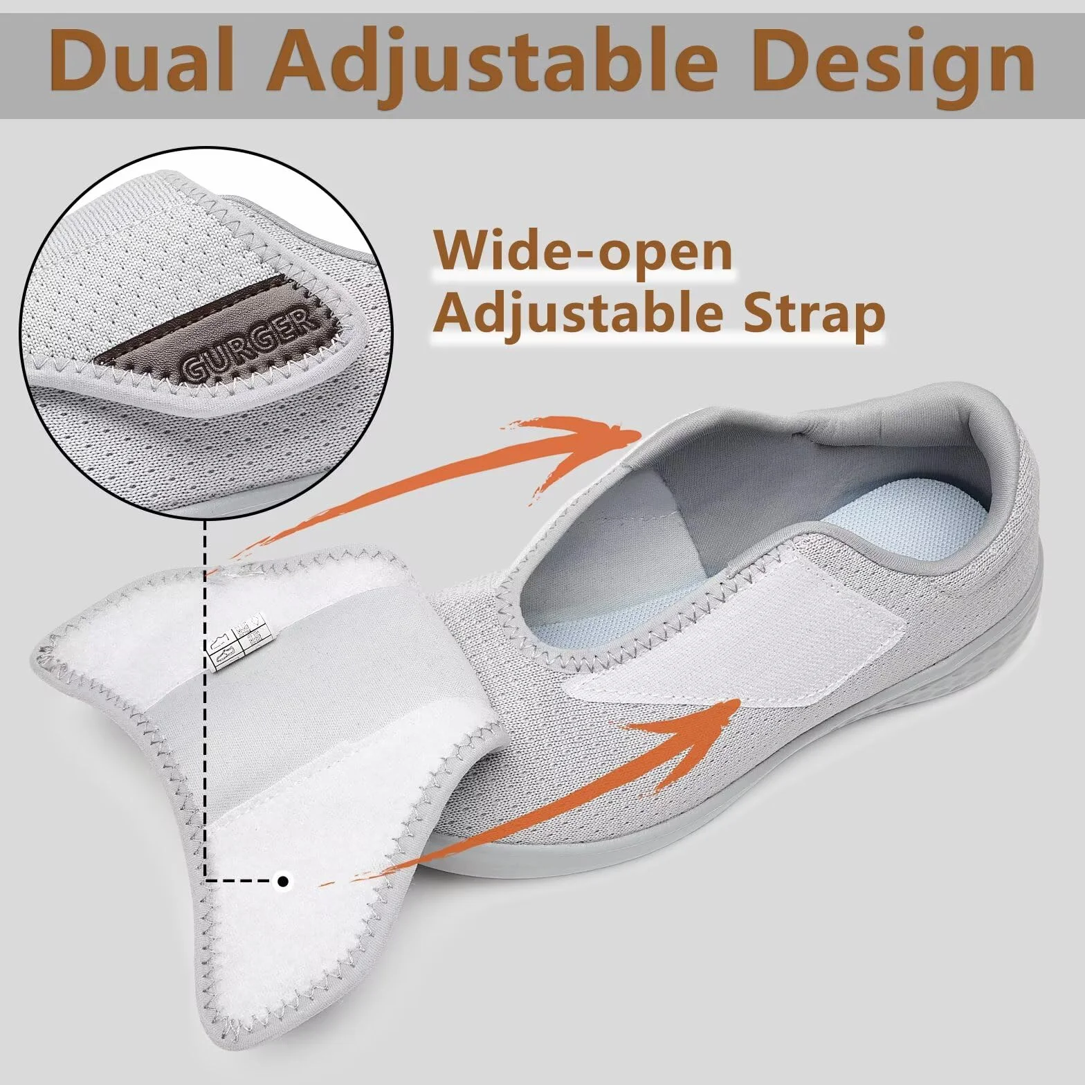 Zapatillas Diabéticos para Mujer Hombre Extra Anchas Ajustable Ortopédico Zapatos Respirable Pantuflas