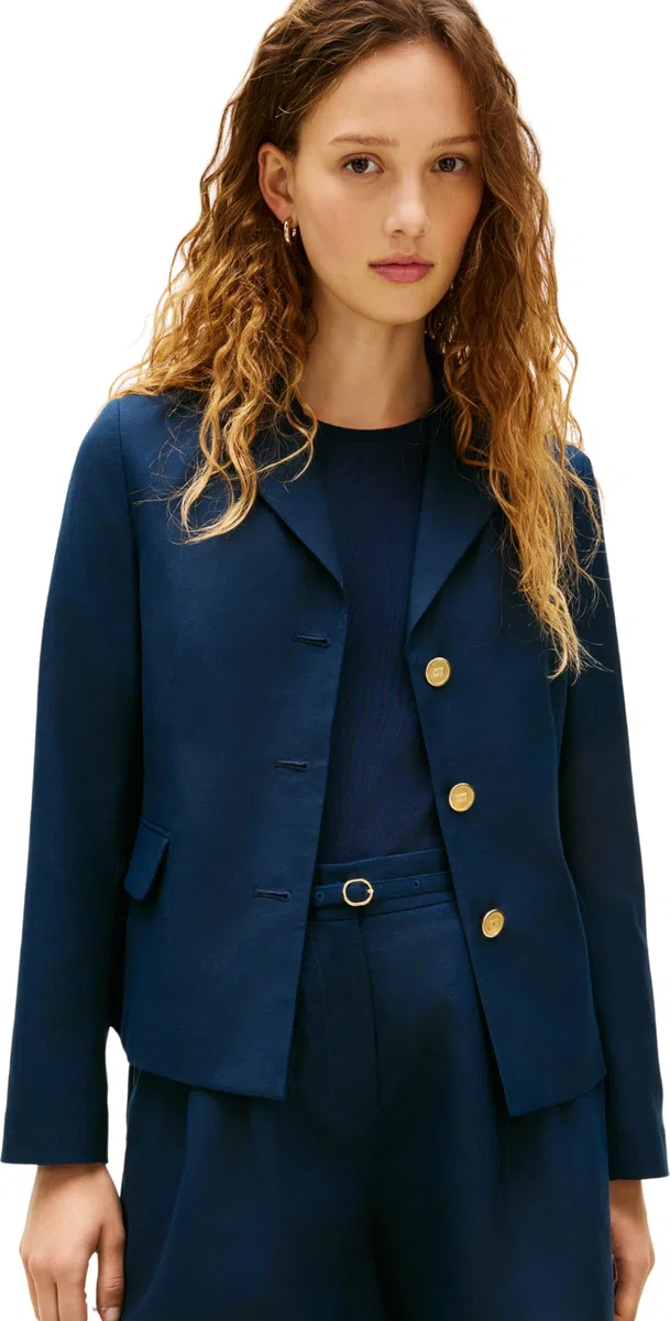 Tommy Hilfiger Linen Blend Slim Blazer Ww0ww49335 Americana Mujer (Pack de 1)