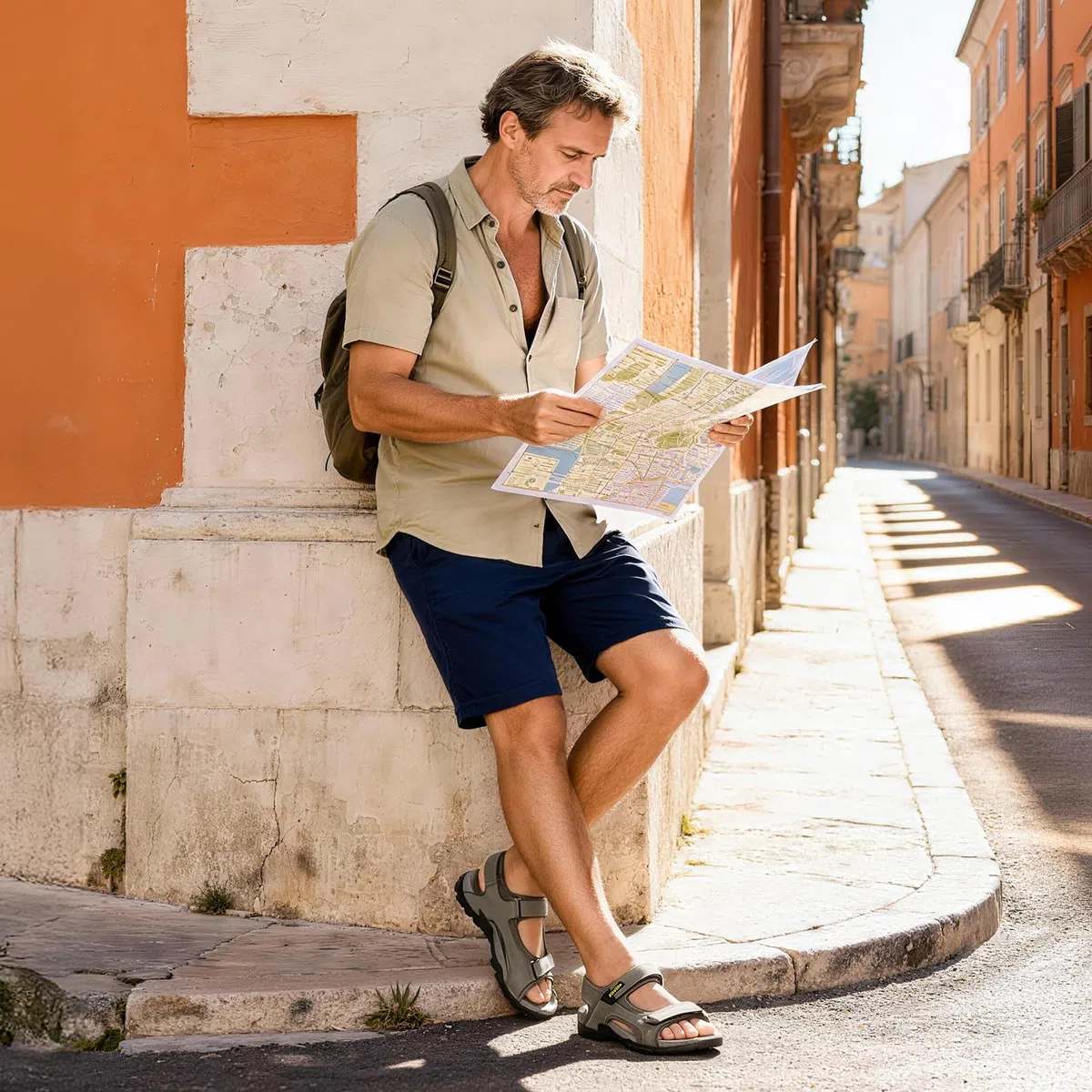 FitVille Sandalias Deportivas Hombre Anchas Sandalias de Exterior con Cierre de Contacto Antideslizantes Ligeras Zapatos de Trekking Transpirables para Verano