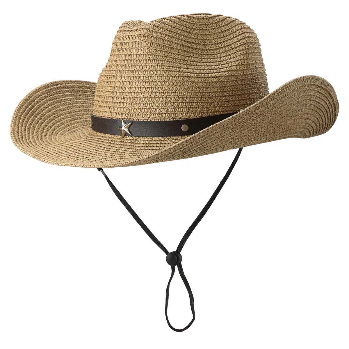 Sombreros de Vaquero de Paja para Mujer, Sombrero de Vaquero Occidental de ala Ancha, Sombreros de Verano para Hombres, Caqui, Talla única