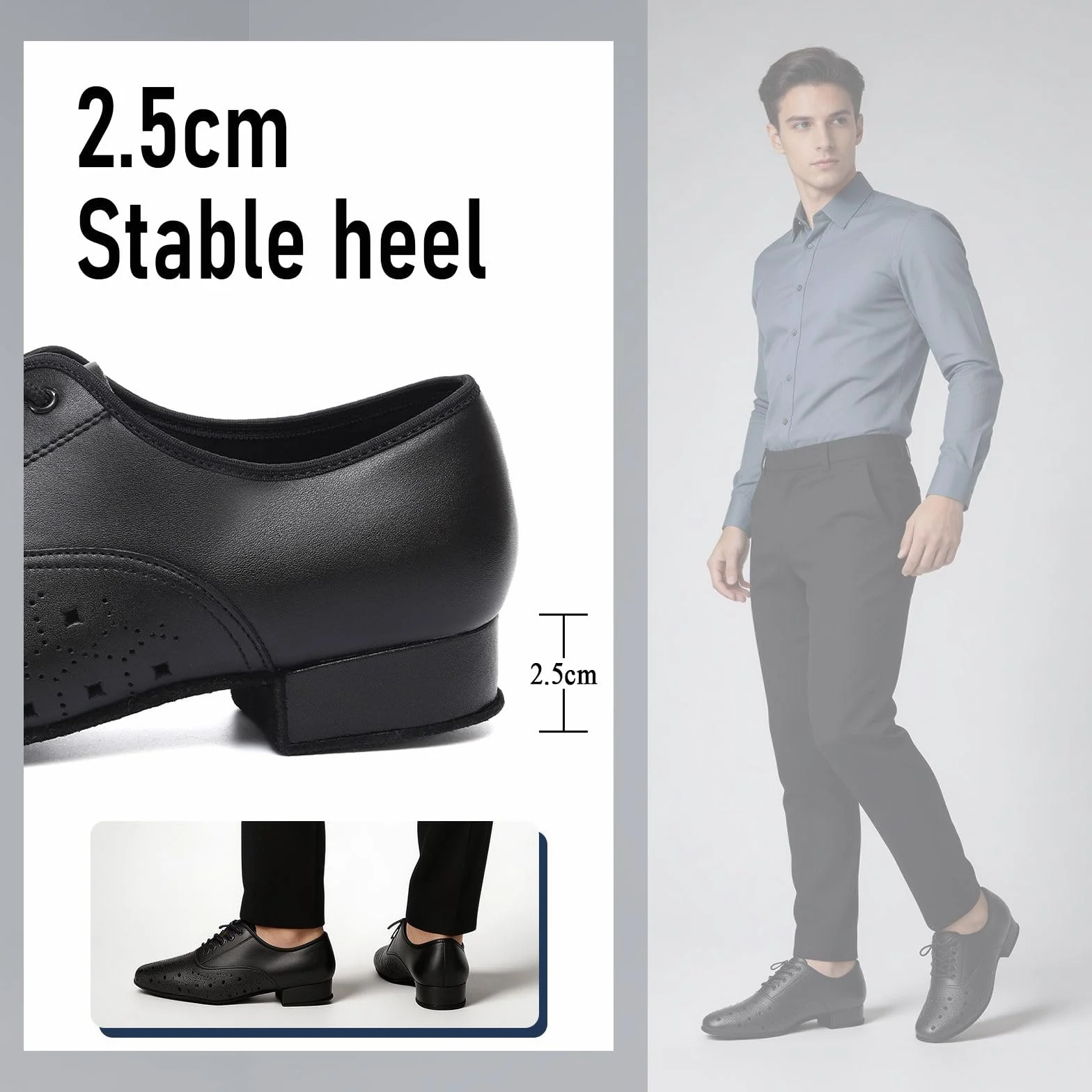 Zapatos de Baile Latino para Hombres Tacón Bajo Cordones Moderno Zapatos de Baile Práctic Tango Salsa Jazz