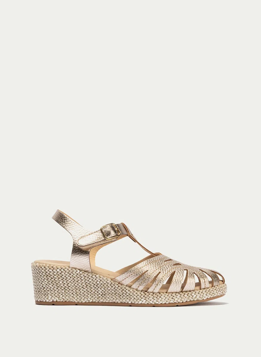 PITILLOS - Sandalias de pala,piel,cuña,plataforma imitación a esparto,alpargata,suela de goma,romana para: Mujer