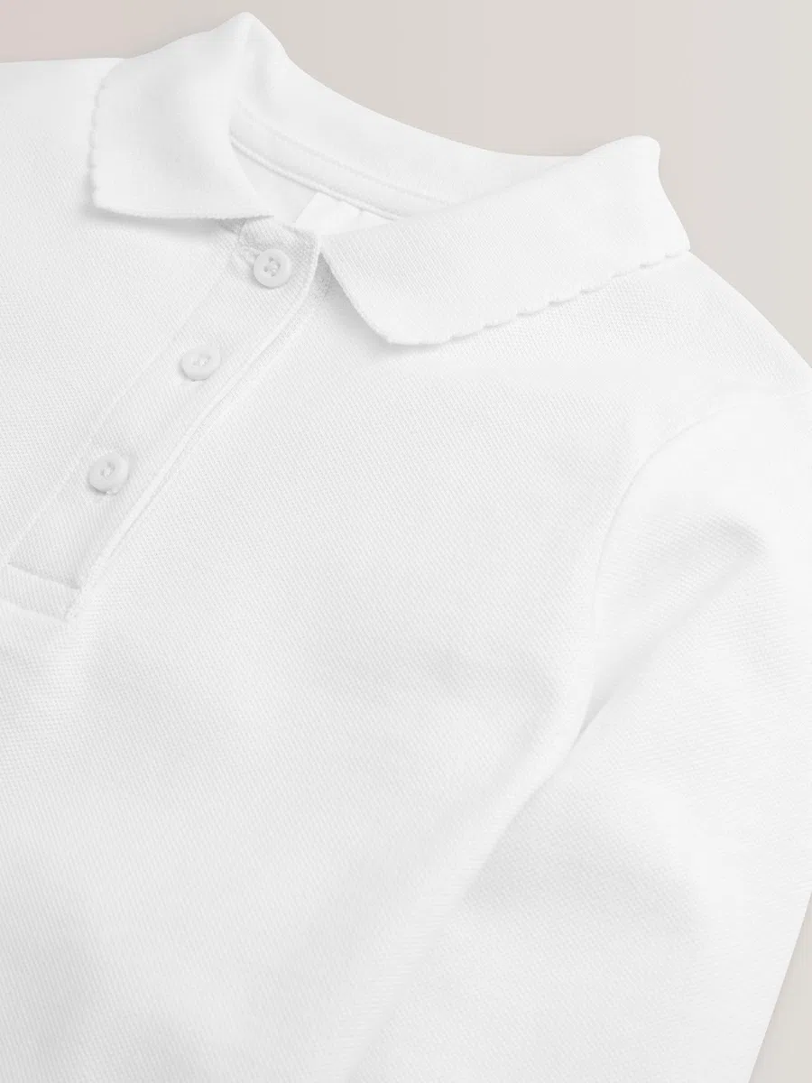 NEXT Niñas Pack de 5 Polos Escolares de Manga Larga y Corte estándar 100% algodón