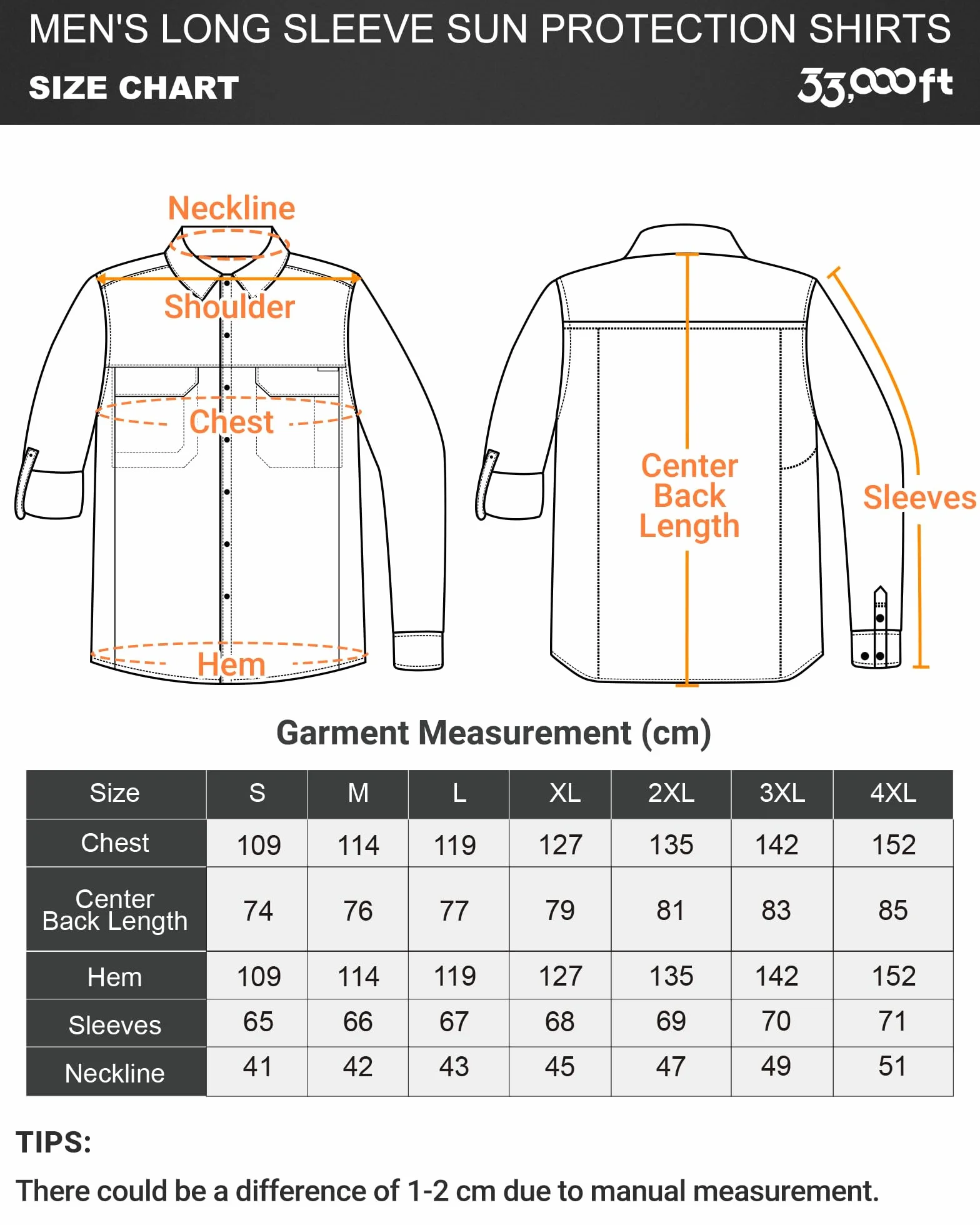 33,000ft | Camisa de pesca de manga larga para hombre, con botones, protección UV UPF50+, transpirable, mangas enrollables