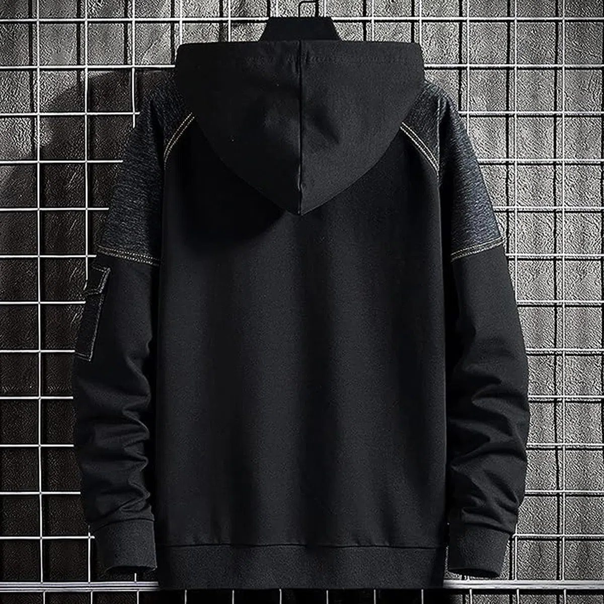 Moshtashio Sudaderas Hombres con Capucha Negra Deportiva Hoodie Casual Americana Techwear Invierno