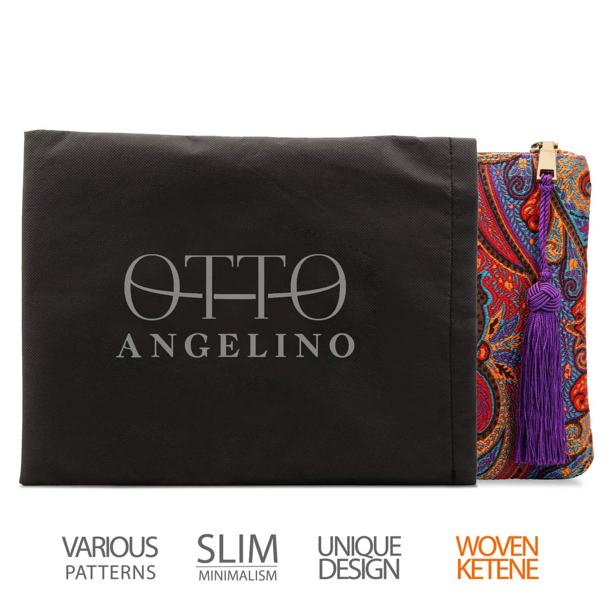 Otto Angelino Bolso de Mano de diseñador Bohemio y de Moda para Mujer, múltiples Ranuras para Dinero, Tarjetas, teléfono Inteligente, Ultra Delgado