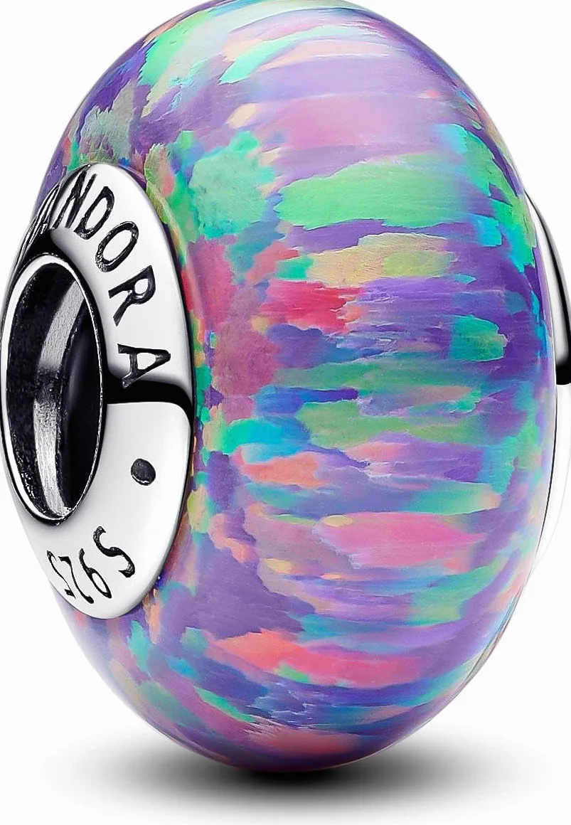 PANDORA Moments 791691C05 - Abalorio de plata de ley con diseño de violeta, compatible con pulseras Moments, talla única, Plata de ley, Ópalo