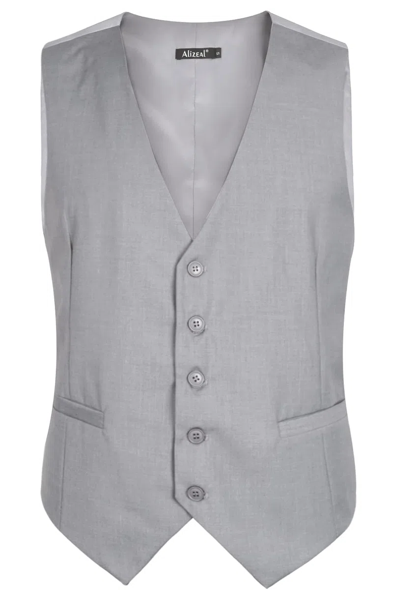 Alizeal Chaleco de traje de negocios de color sólido clásico para hombre Chaleco de esmoquin de ajuste regular