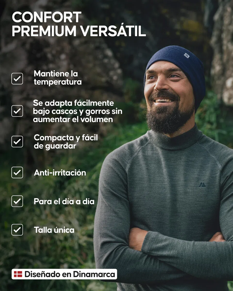 DANISH ENDURANCE Gorro Invierno Hombre y Mujer de Lana Merino Deportivo, Mezcla Técnica, Unisex - Gorras de Hombre Invierno, Gorro Invierno Mujer. Gorro Hombre