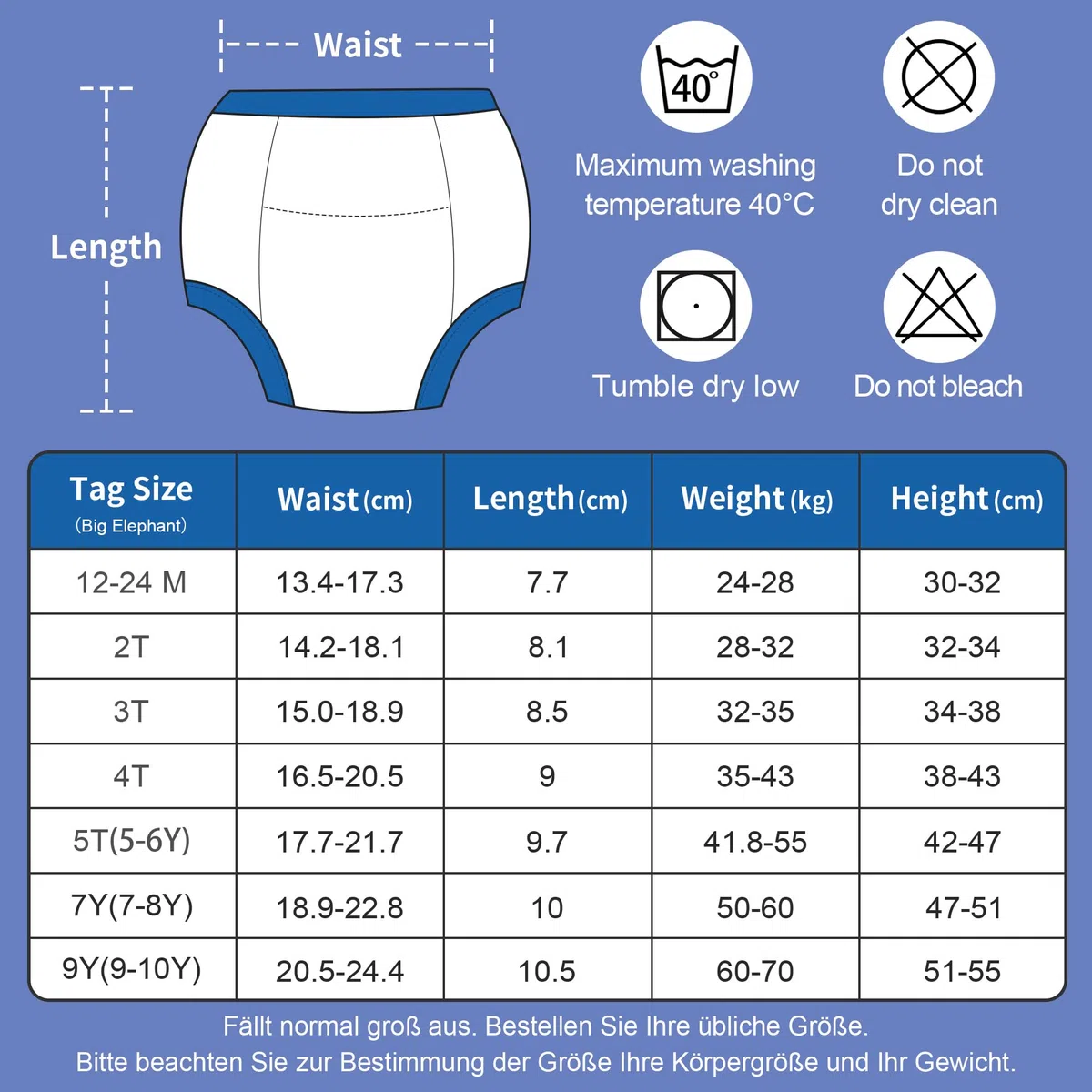 BIG ELEPHANT Ropa Interior de Entrenamiento para IR al baño, 10 Paquetes de Pantalones de Entrenamiento absorbentes para niños y niñas, de 12 Meses a 9 años