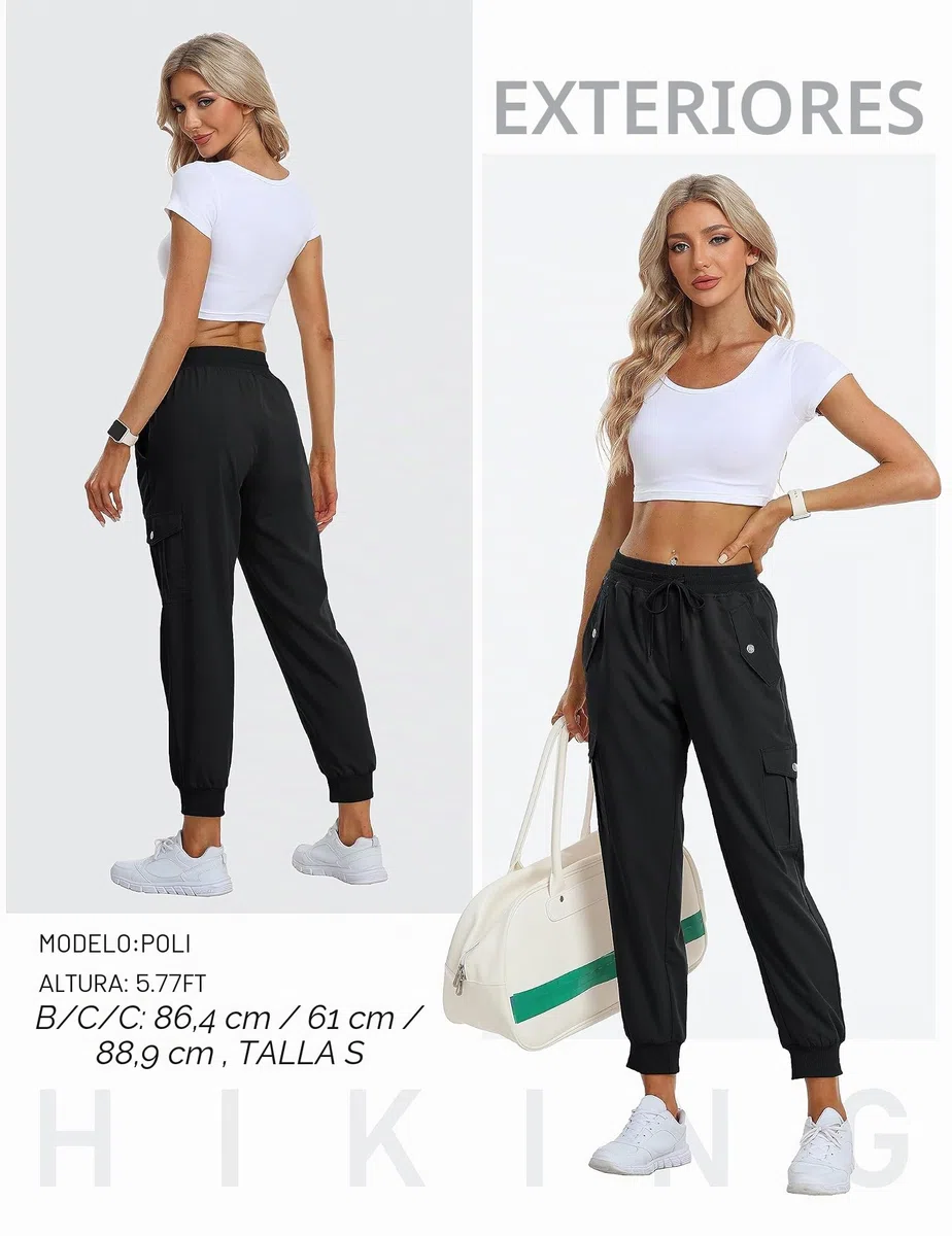 JINSHI Pantalones Cargo Mujer Jogger Pantalón Ligero Transpirable Pantalones de Senderismo Deportes Acampada Trekking con Multibolsillos
