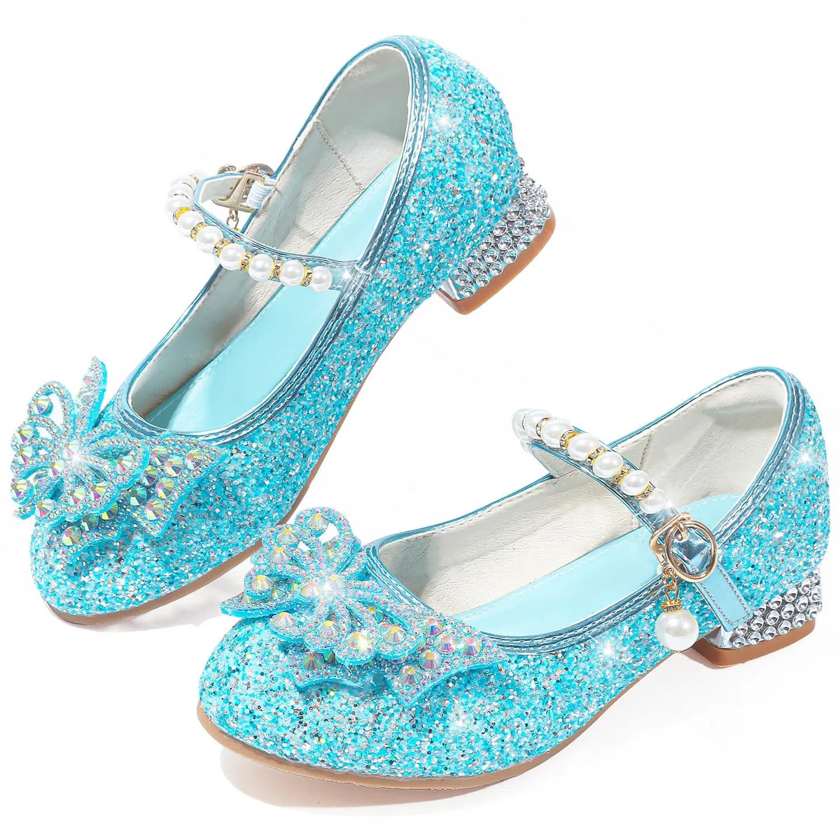 Zapatos Princesa Niñas Glitterate Zapatos de Vestir Elegantes Mary Janes Zapatos de Tacón para Fiestas Bodas Cumpleaños y Cosplay