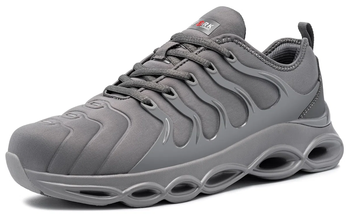 LARNMERN Zapatos de Seguridad Mujer Amortiguación Moda Zapatillas de Seguridad Cómodo Ligeras Respirable Calzado de Seguridad Punta de Acero(Gris Oscuro,39EU)