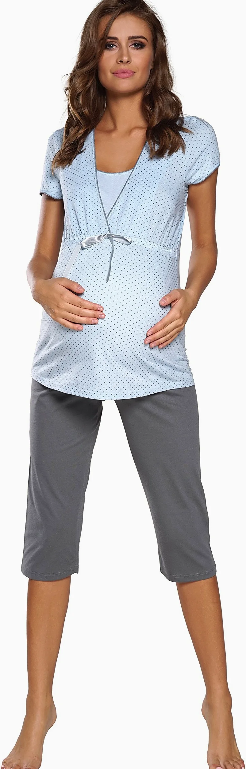 Italian Fashion Pijama Lactancia | Pijama Premama Cómoda | Ropa de Noche de 2 Piezas con Manga Corto y Pantalón | Casual para Otoño Invierno Primavera y Verano | Ropa Premama S-XXL
