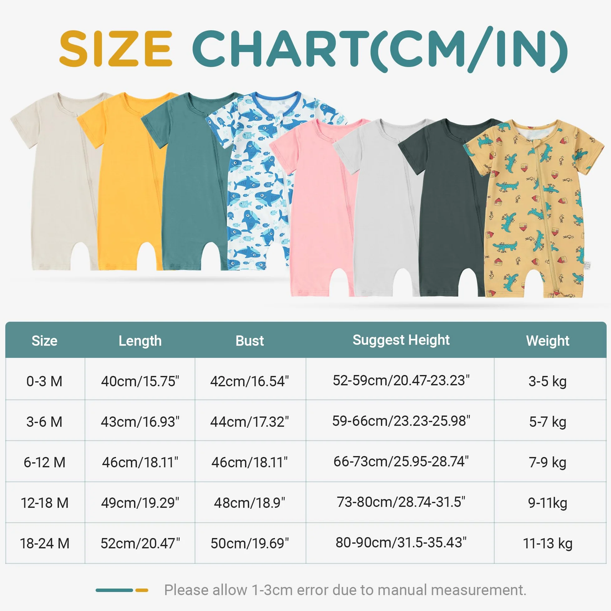 HAHASHOW Body Bebé Manga Corta para Verano 2 Piezas, Ropa Bebé Recién Nacido de Fibra de Bambú Pijamas Niños y Niñas con Cremallera 2 Vías