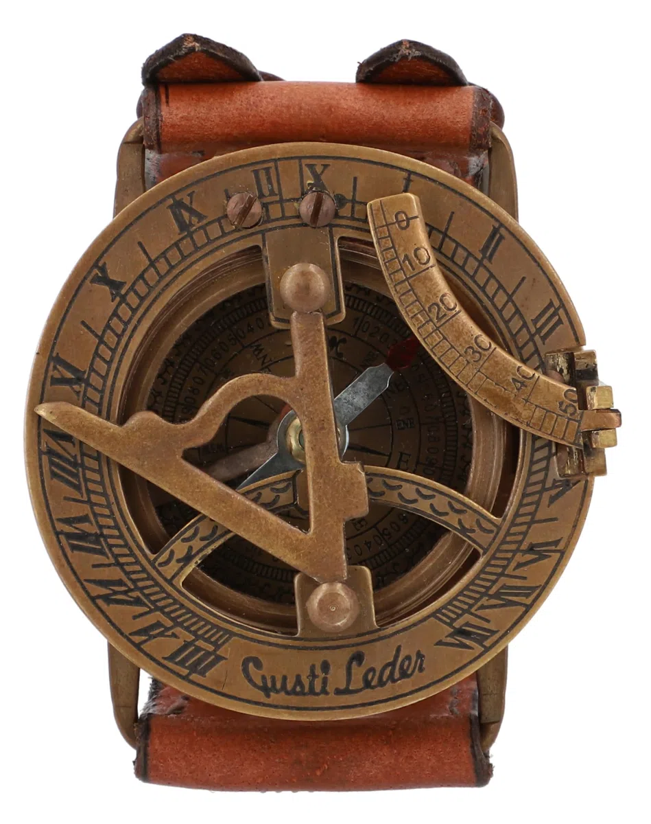 Medieval Replicas Reloj de Sol Brazalete Cuero Studio Dennis Steampunk Pulsera de Cuero de Búfalo Manilla Accesorio Moda Retro Unisex 2A22-24-10