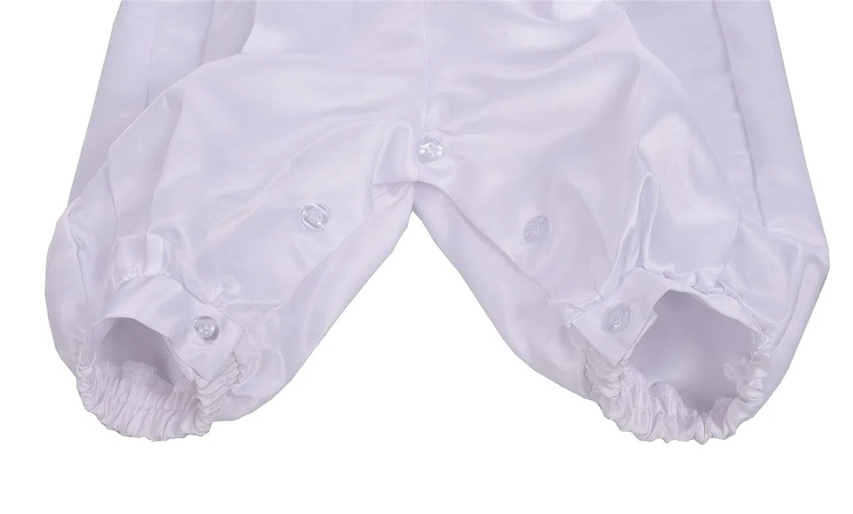 Lito Angels - Ropa de Bautizo Body Mameluco Saten Blanco de Bautismo para Bebe Niño con Gorro Capó