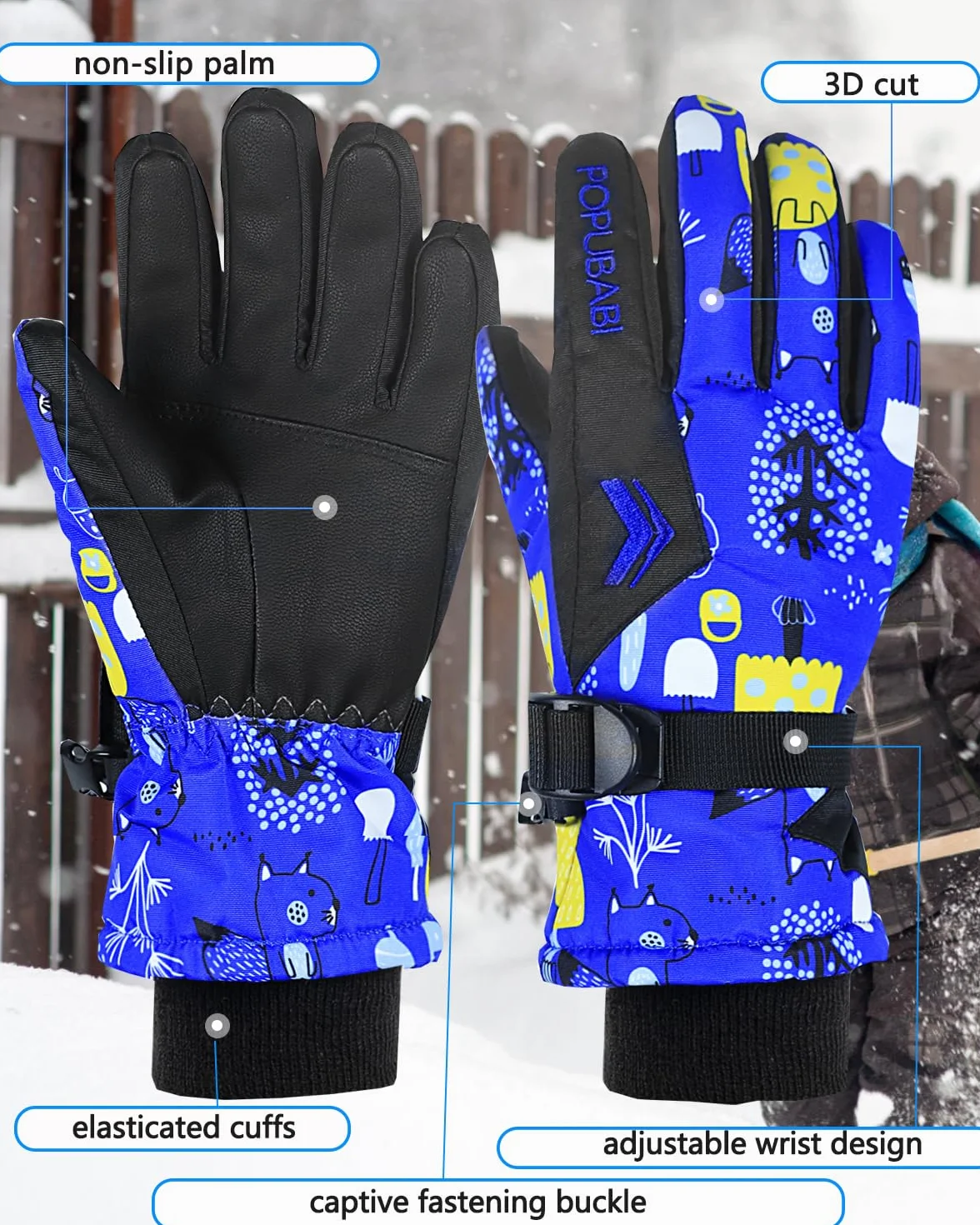Guantes de Esquí para Niños y Niñas, Impermeables y a Prueba de Viento, Cálidos para Snowboard, Ciclismo y Deportes de Invierno
