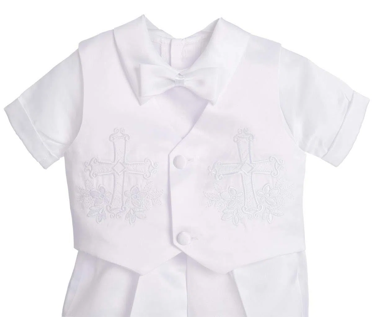 Lito Angels - Ropa Traje de Bautizo Bautismo para Bebe Niño con Gorro Capó, Blanco,Manga Corta/Manga Larga