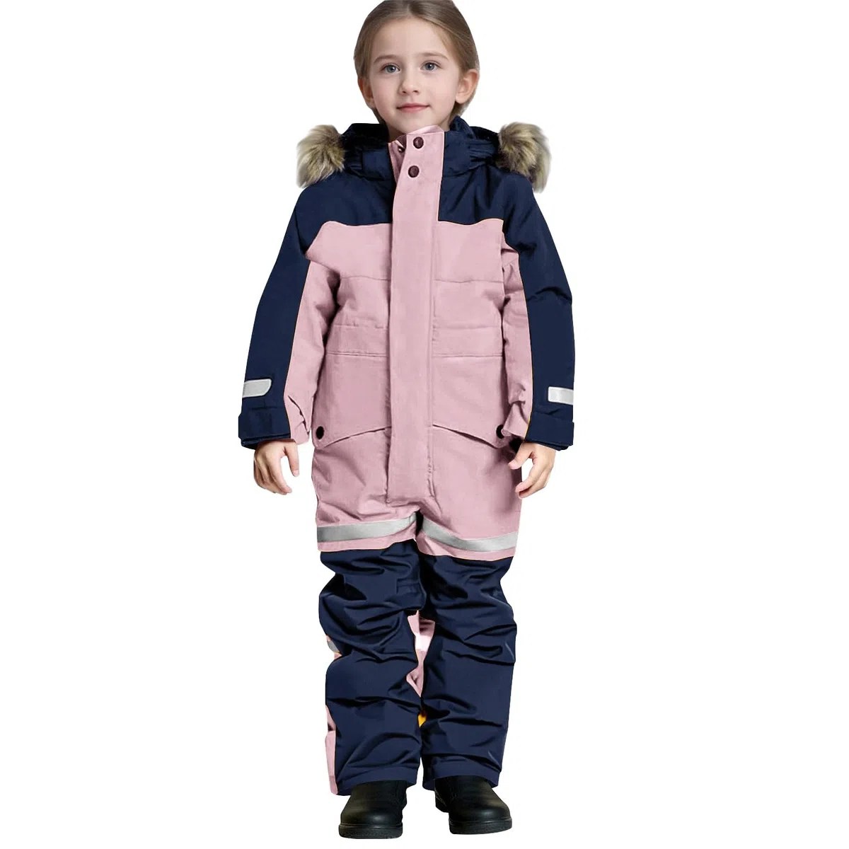 Generisch Mono de esquí unisex para niños, con capucha, traje de nieve, impermeable, transpirable, traje de esquí engrosado, cálido al aire libre, mono de lluvia, mono de nieve de una pieza, traje de
