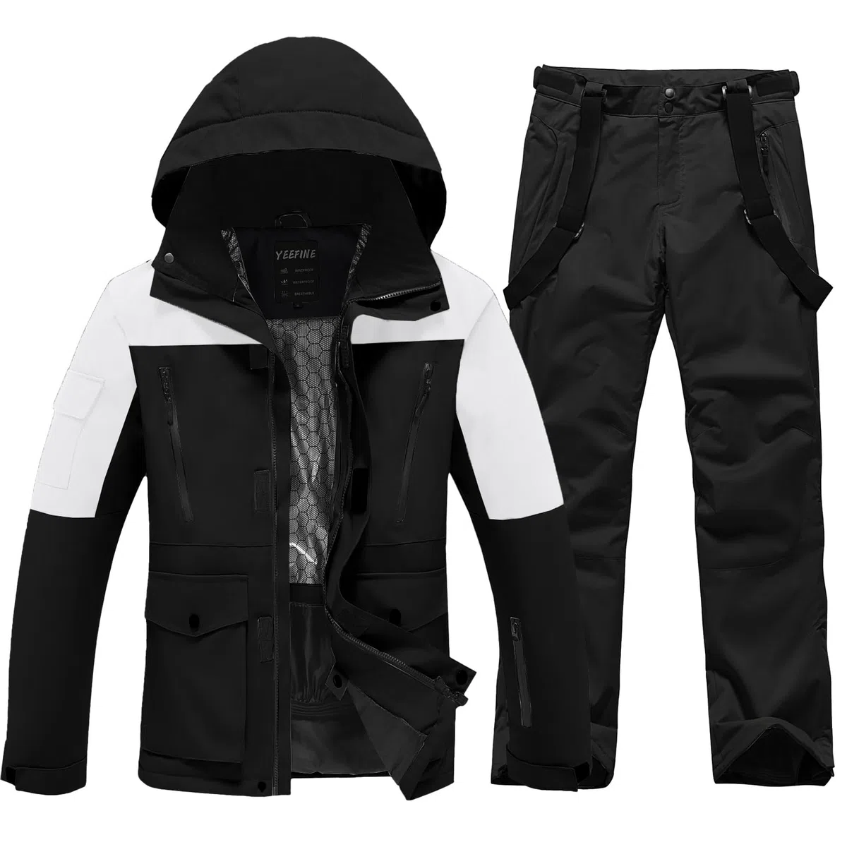 ALSOGO Chaqueta de Esquí Masculina y Pantalones Largos Ropa de Esquí Térmica en Invierno Impermeable y a Prueba de Viento Ropa de Esquí