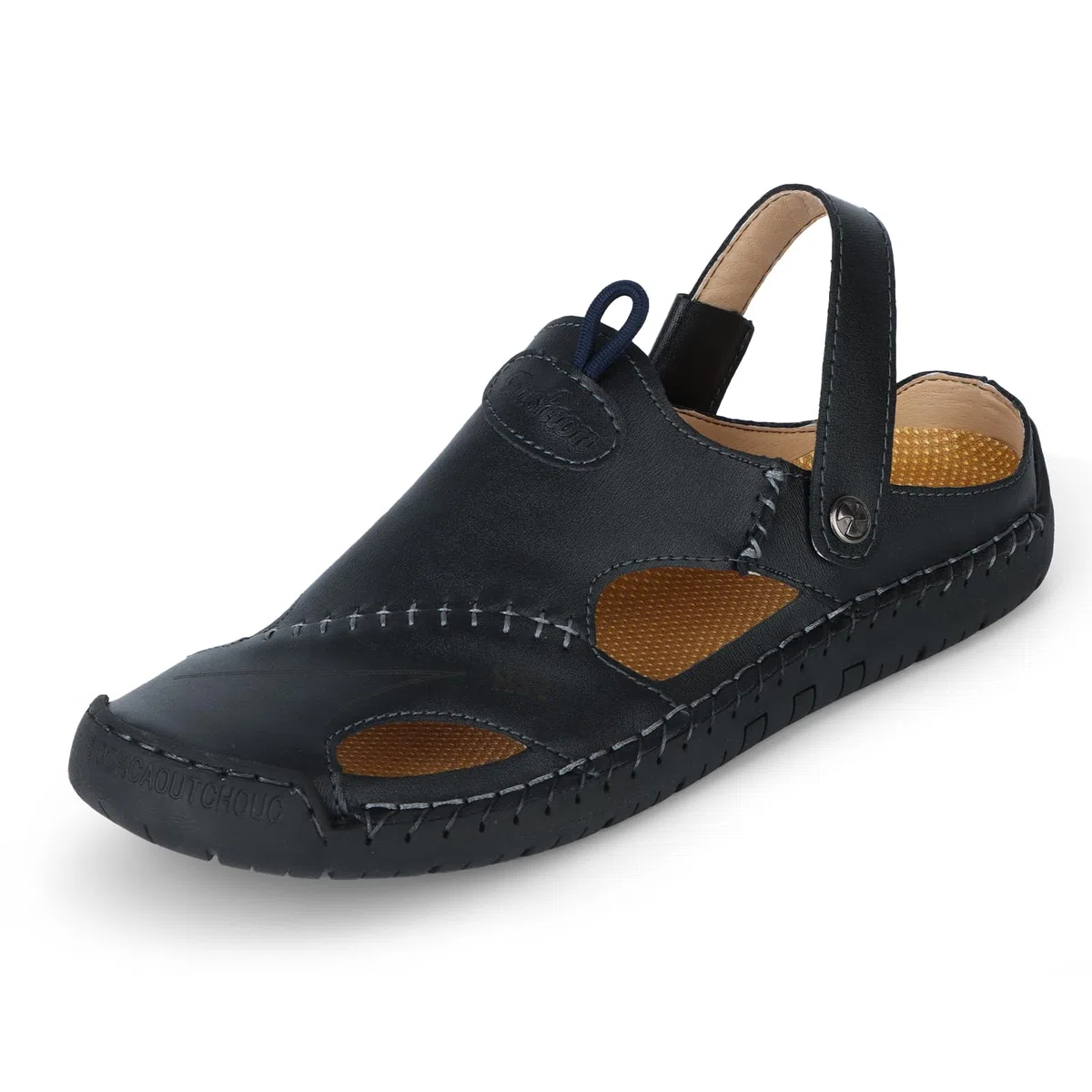 Hombres Sandalias Casuales de Cuero Punta Cerrada Zapatillas Transpirables de Verano Playa Senderismo Caminar Zapatos