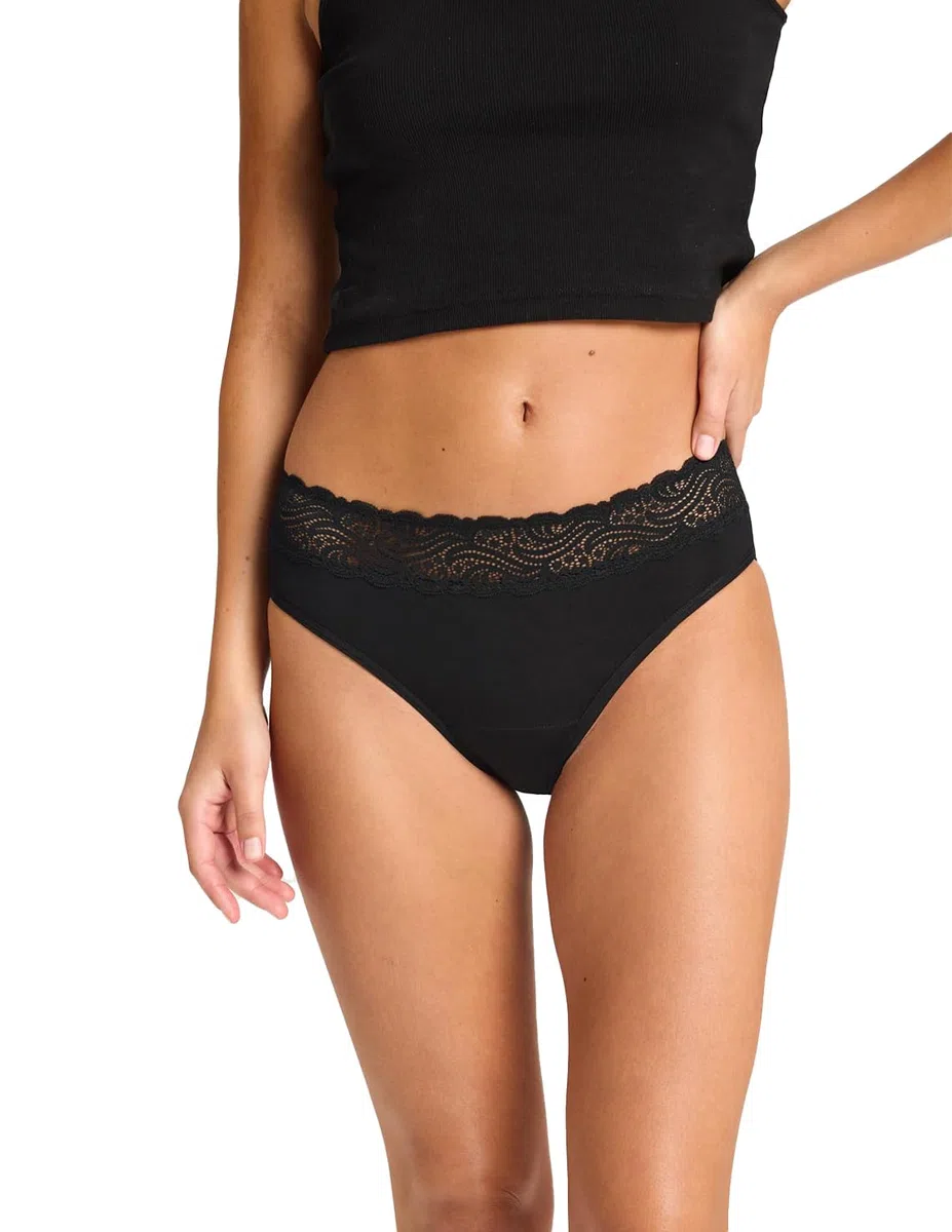 Modibodi Ropa interior de época sensual de cintura alta, a prueba de fugas, súper absorción durante la noche, 40 ml