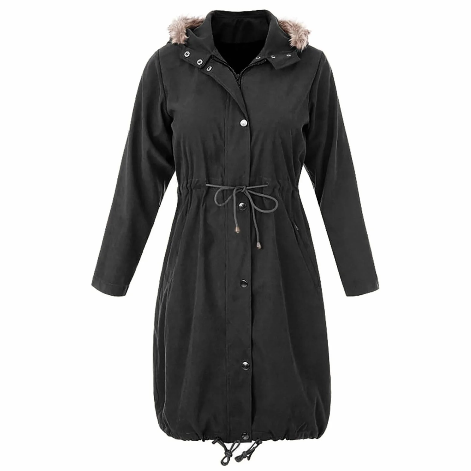Abrigos de Invierno para Mujer, Chaqueta Larga de Algodón, Chaqueta de Maternidad, Chaqueta de Invierno, Monocolor, Cálido, Chaqueta de Entretiempo 3 en 1