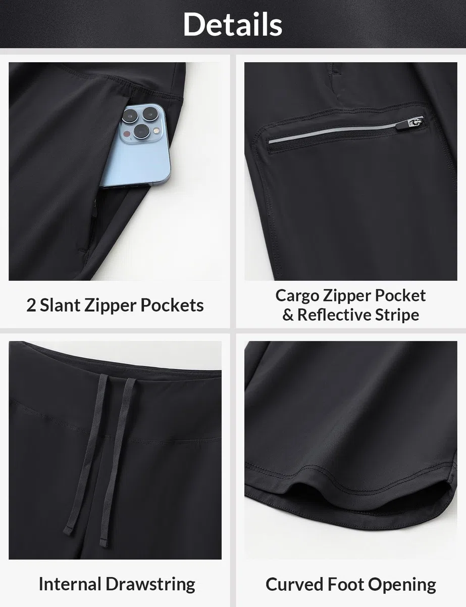 baleaf Pantalones cortos para mujer, estilo capri, de secado rápido, ligeros, con bolsillos con cremallera, para exteriores