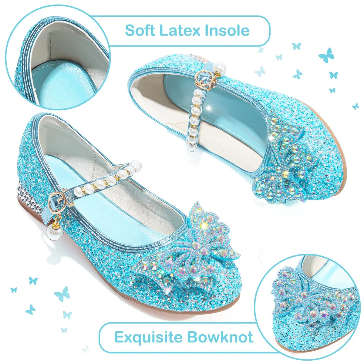 Zapatos Princesa Niñas Glitterate Zapatos de Vestir Elegantes Mary Janes Zapatos de Tacón para Fiestas Bodas Cumpleaños y Cosplay