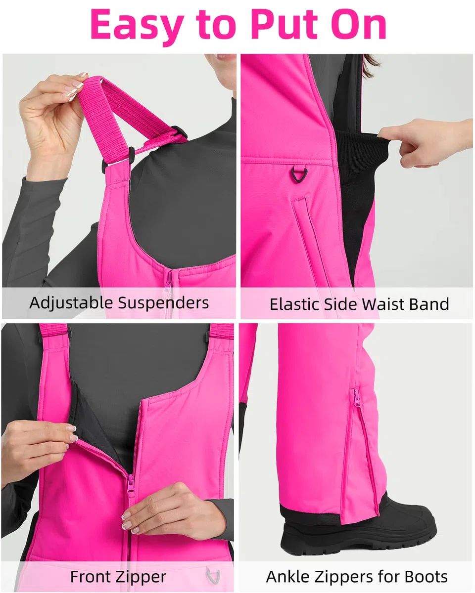 Sportneer Pantalon Nieve Mujer Pantalon Esquí Mujer Impermeables Ropa Nieve Mujer Térmicos Pantalon Montaña Monos para Exteriores Snowboard Invierno Calentar Pantalones con Peto Trekking Softshell