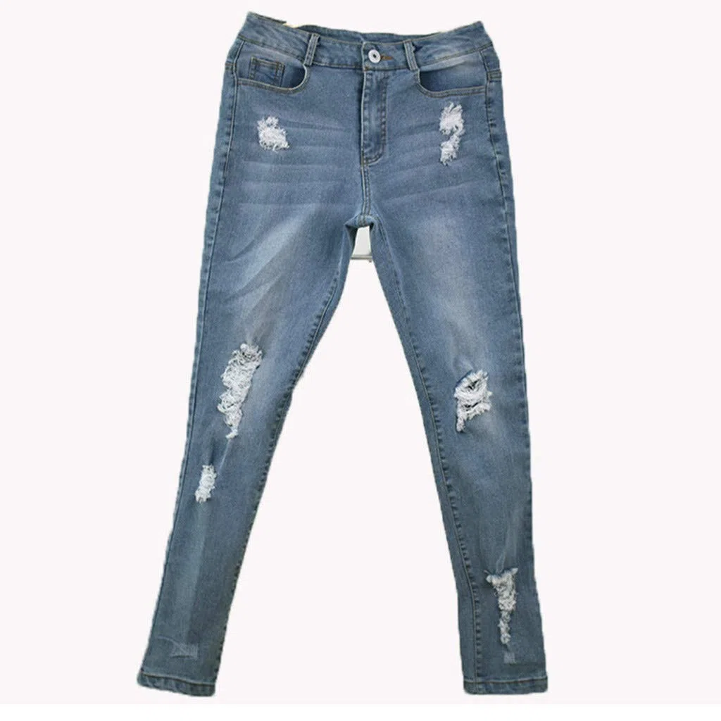 Pantalones Vaqueros elásticos para Mujer con Tira de Botones visibles, Elegantes, Cintura Alta, Ajustados, de Estilo Urbano, Azul