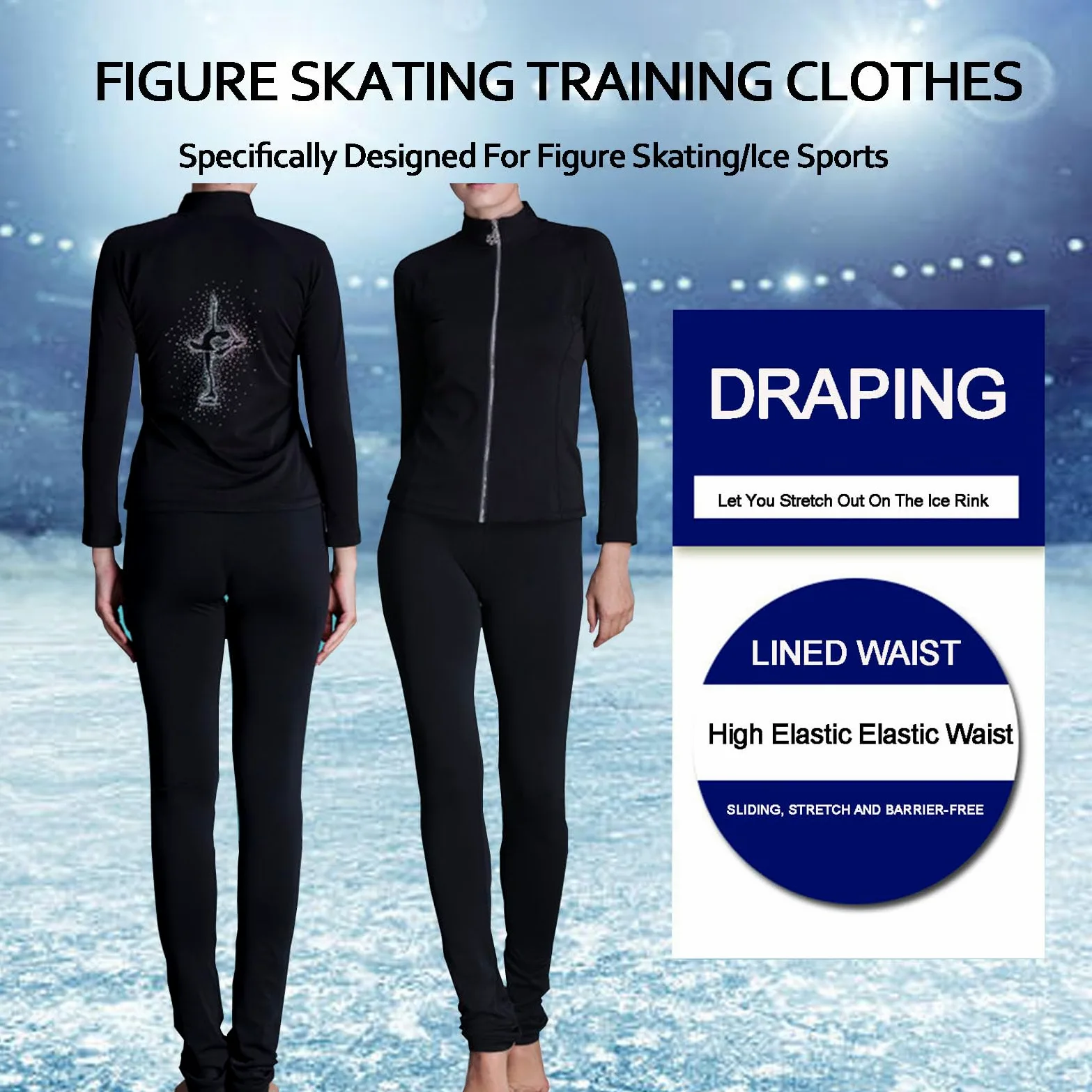 Chaquetas Y Pantalones Entrenamiento Patinaje sobre Hielo para NiñAs, Forro Polar CáLido EláStico Patinaje sobre Hielo Leggings Conjunto