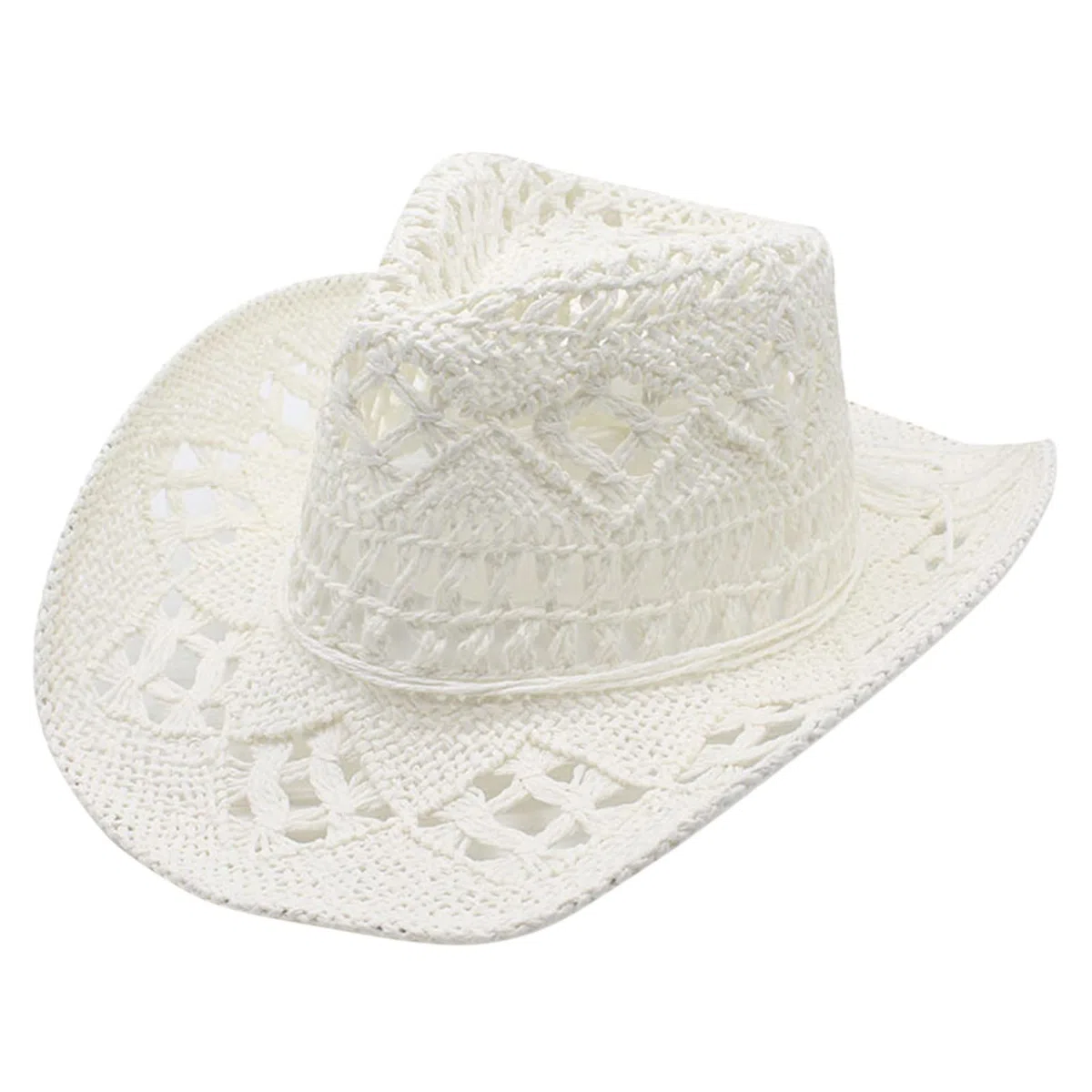 Generisch 2025 - Sombrero de vaquero occidental de verano para mujer y hombre, sombrero de paja moldeable, sombrero para el sol ahuecado, chaleco de vaquero
